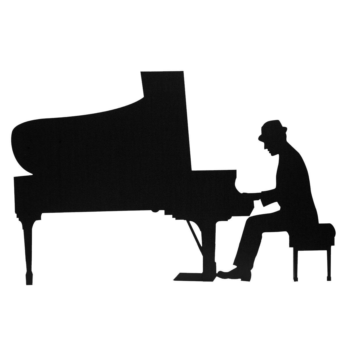 Black Piano Man Silhouette Life Size Cardboard Standup
