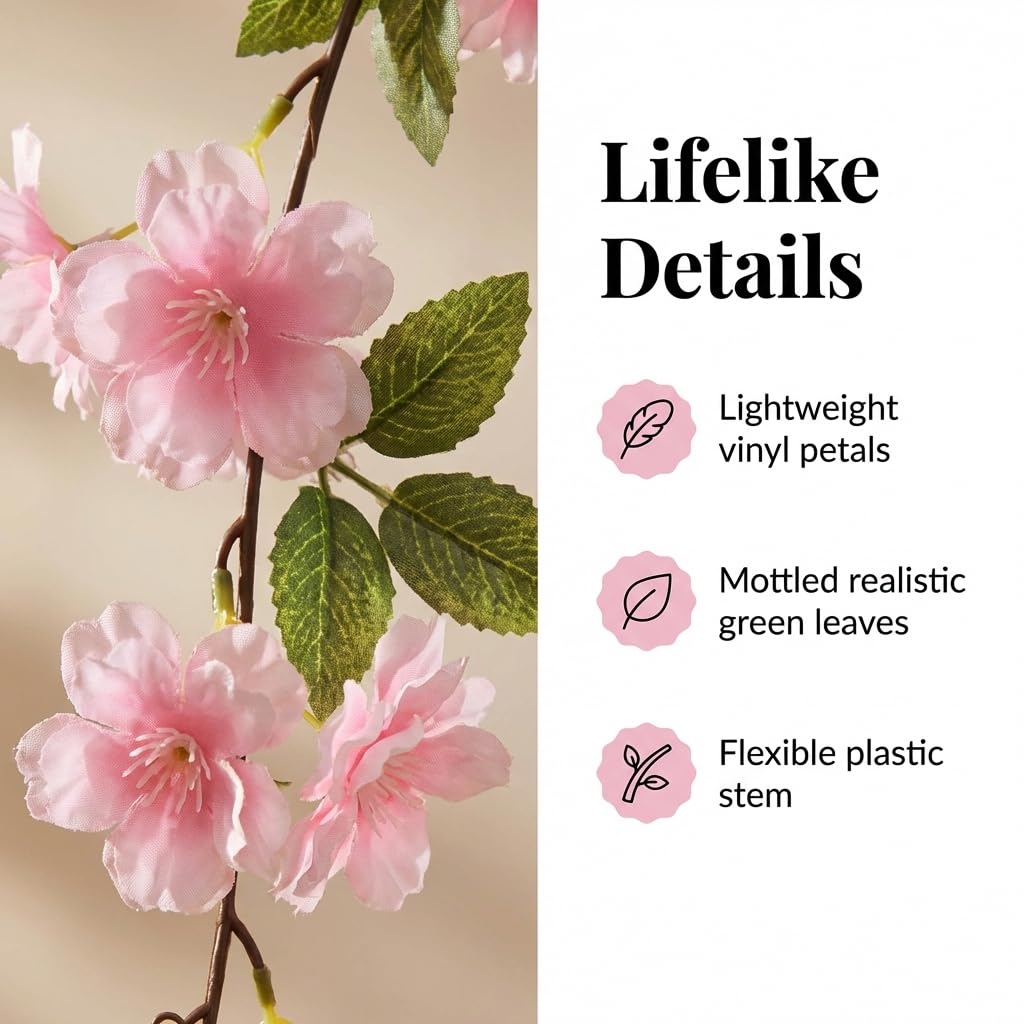Blush Pink Blossom Artificial Flower Garland - 68 inches - Image 4