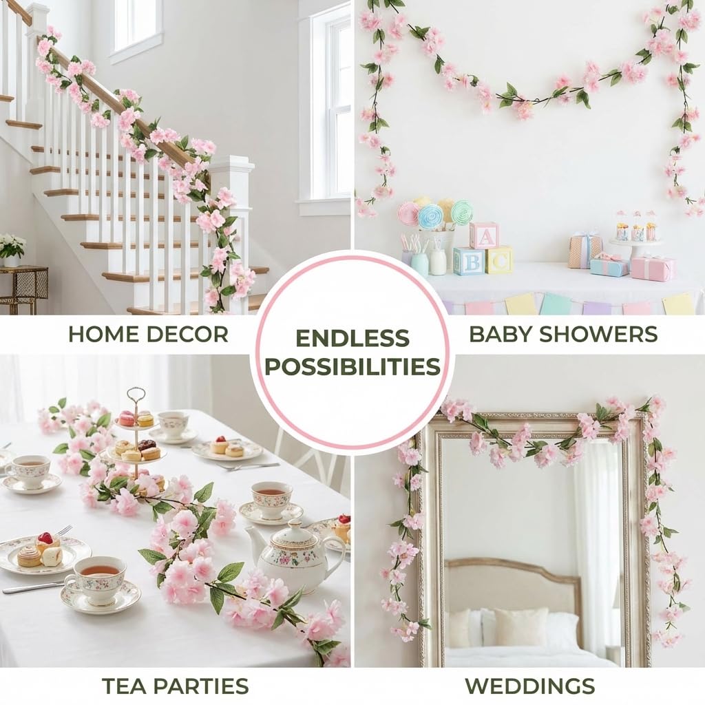 Blush Pink Blossom Artificial Flower Garland - 68 inches - Image 7