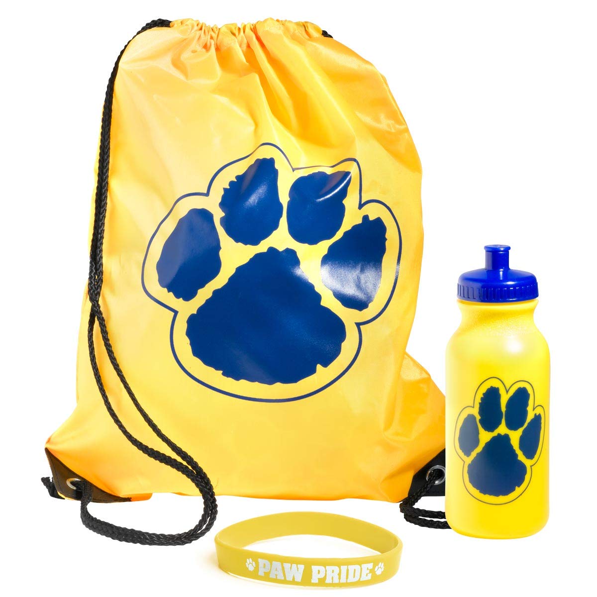 Gold/Blue Paw Accessories Set, Backpack, Water Bottle, Wristband - Image 9