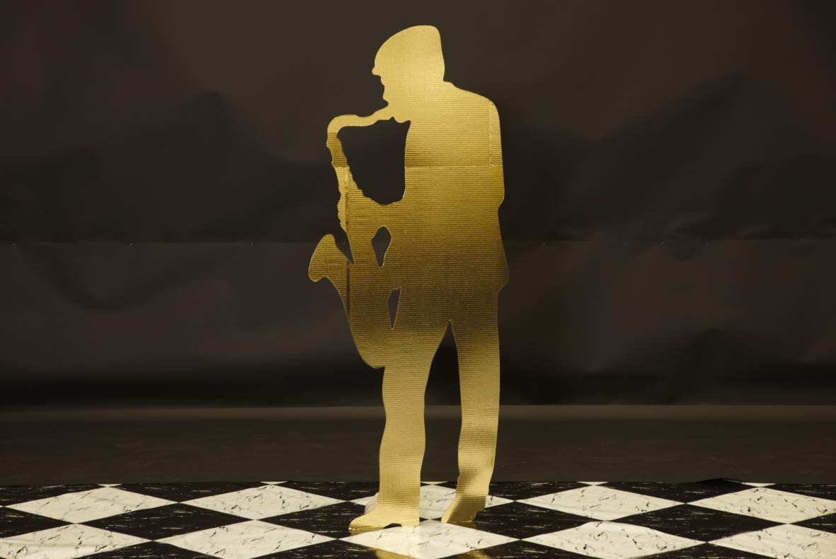 Gold Sax and Bass Players Life Size Cardboard Standup - Image 2