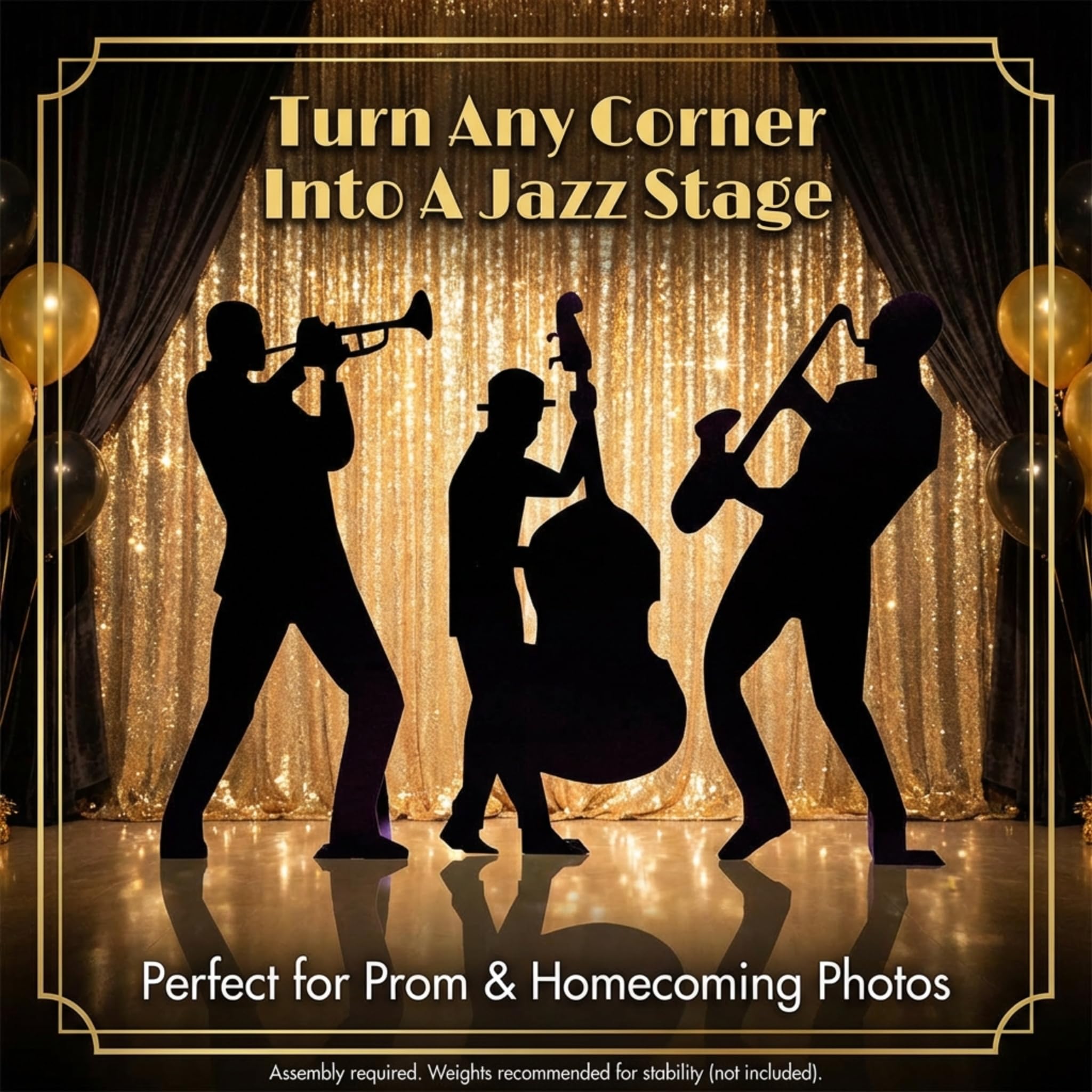 Jazz Band Members Cardboard Standup Silhouette, Set of 3 - Image 4
