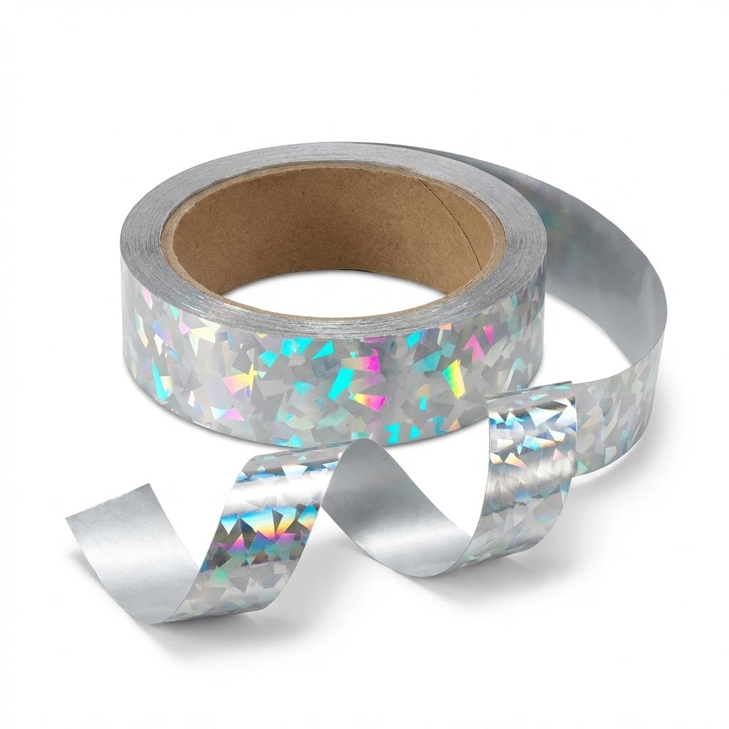 JTQJTQ Silver Diamond Holographic Streamer Roll, 1 Inch x 100 Feet c - Image 8
