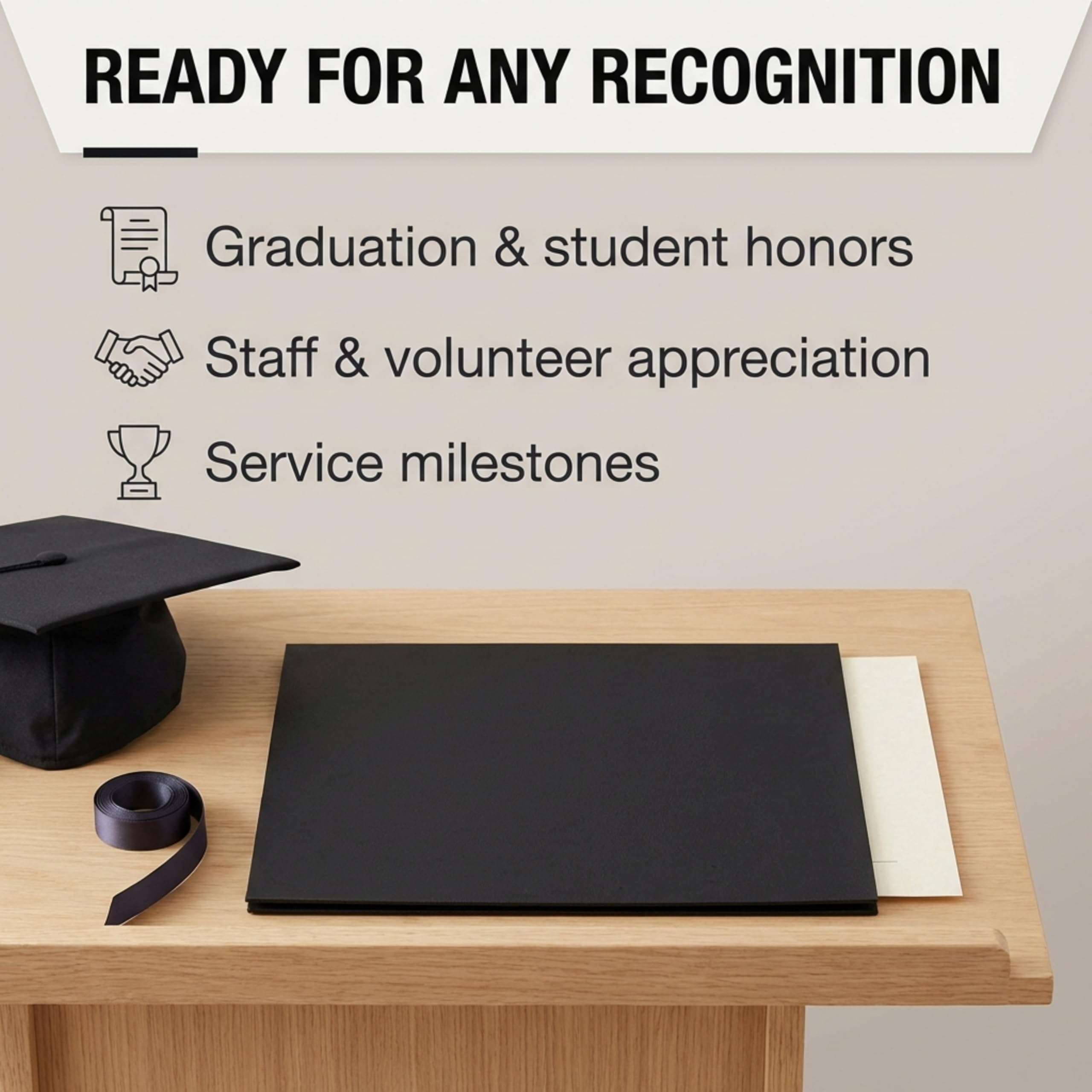 PaperDirect Black Certificate Jackets, 80lb Cardstock, 9.5" x 12" Presentation Holders, Solid Black Document Covers, Graduation, School Recognition, Staff & Volunteer Certificates, Box of 50 - Image 4