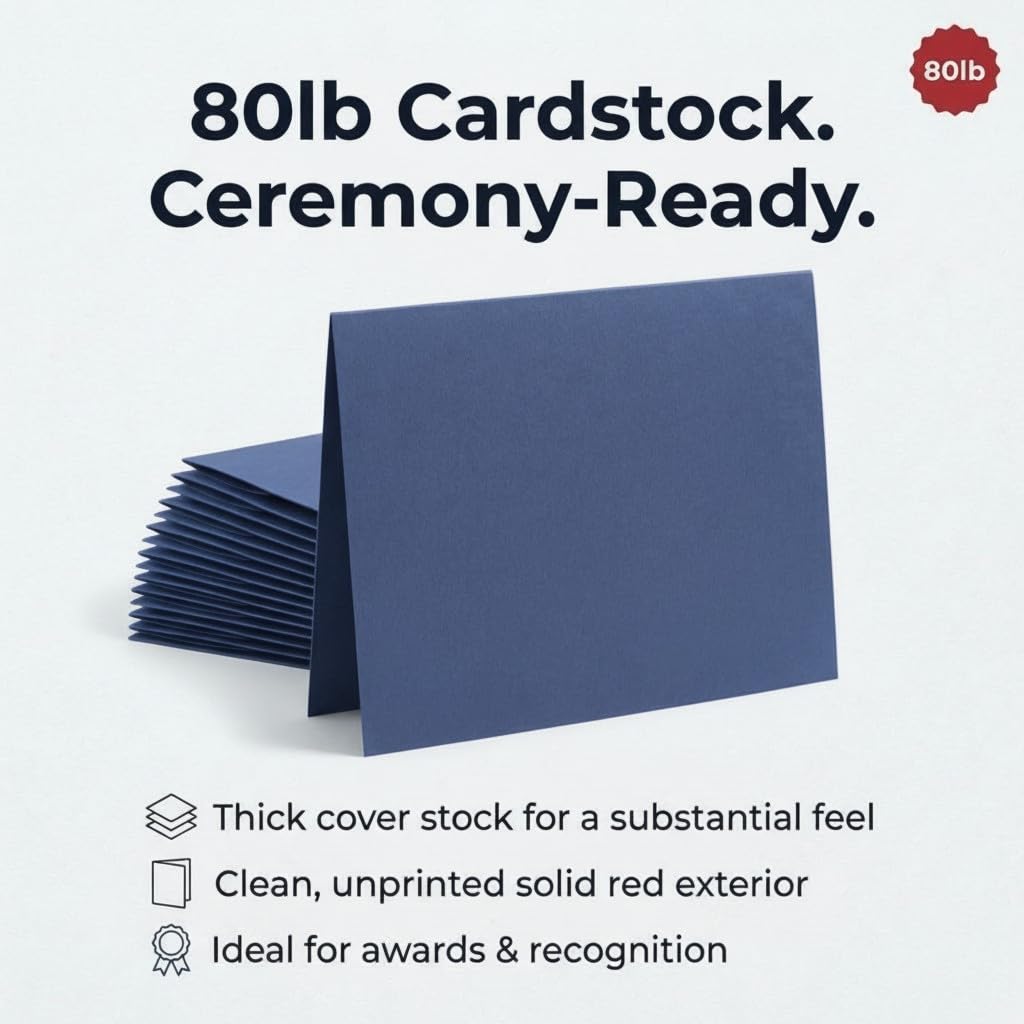 PaperDirect Blue Certificate Jackets, 80lb Cardstock, 9.5" x 12" Presentation Holders, Solid Blue Document Covers, Graduation, School Recognition, Staff & Volunteer Certificates, Box of 10 - Image 2