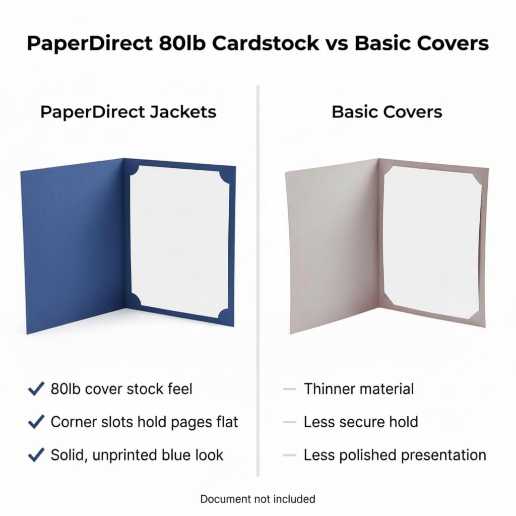 PaperDirect Blue Certificate Jackets, 80lb Cardstock, 9.5" x 12" Presentation Holders, Solid Blue Document Covers, Graduation, School Recognition, Staff & Volunteer Certificates, Box of 10 - Image 4