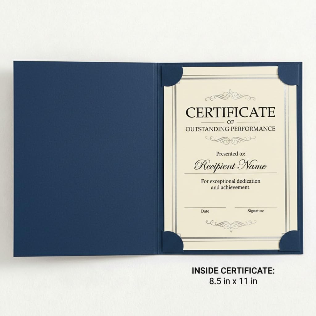 PaperDirect Blue Certificate Jackets, 80lb Cardstock, 9.5" x 12" Presentation Holders, Solid Blue Document Covers, Graduation, School Recognition, Staff & Volunteer Certificates, Box of 10 - Image 6