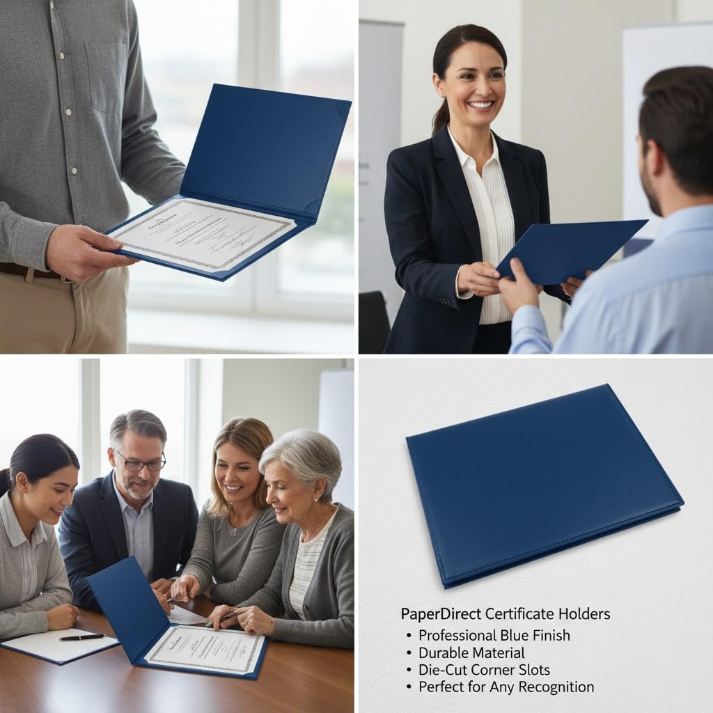 PaperDirect Blue Certificate Jackets, 80lb Cardstock, 9.5" x 12" Presentation Holders, Solid Blue Document Covers, Graduation, School Recognition, Staff & Volunteer Certificates, Box of 10 - Image 7