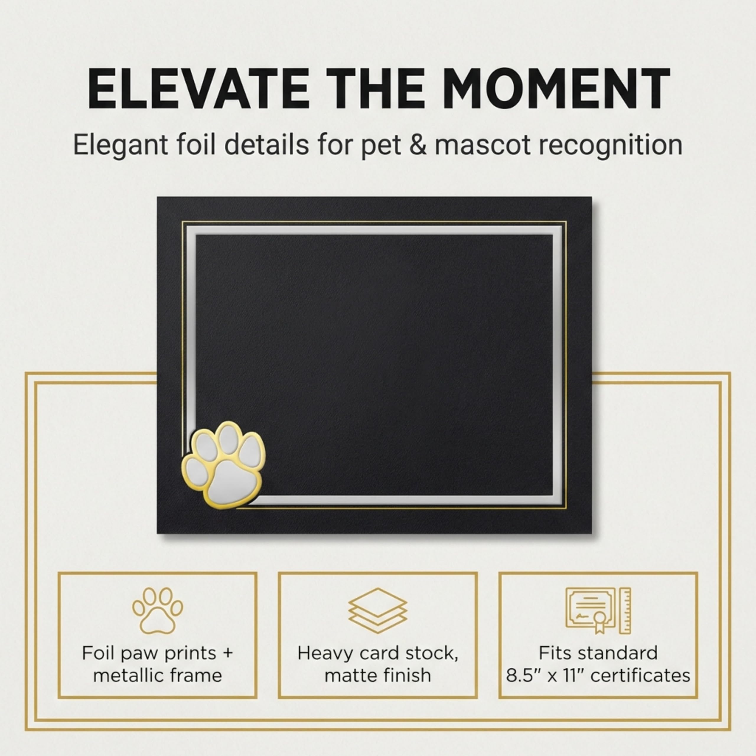 PaperDirect Paw Mascot Emblem Certificate Jackets, 9 Inches x 12 Inches Folded, Black with Gold Foil, Certificate Cover for School, Work, Diplomas, Graduation & Awards, Certificate Holder, 10 Count - Image 2