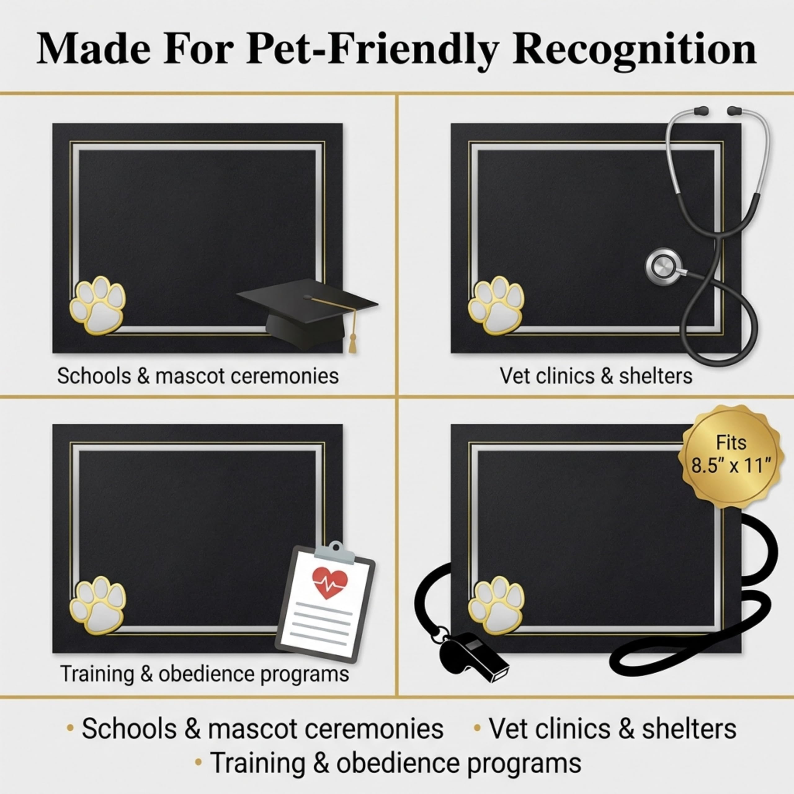 PaperDirect Paw Mascot Emblem Certificate Jackets, 9 Inches x 12 Inches Folded, Black with Gold Foil, Certificate Cover for School, Work, Diplomas, Graduation & Awards, Certificate Holder, 10 Count - Image 4