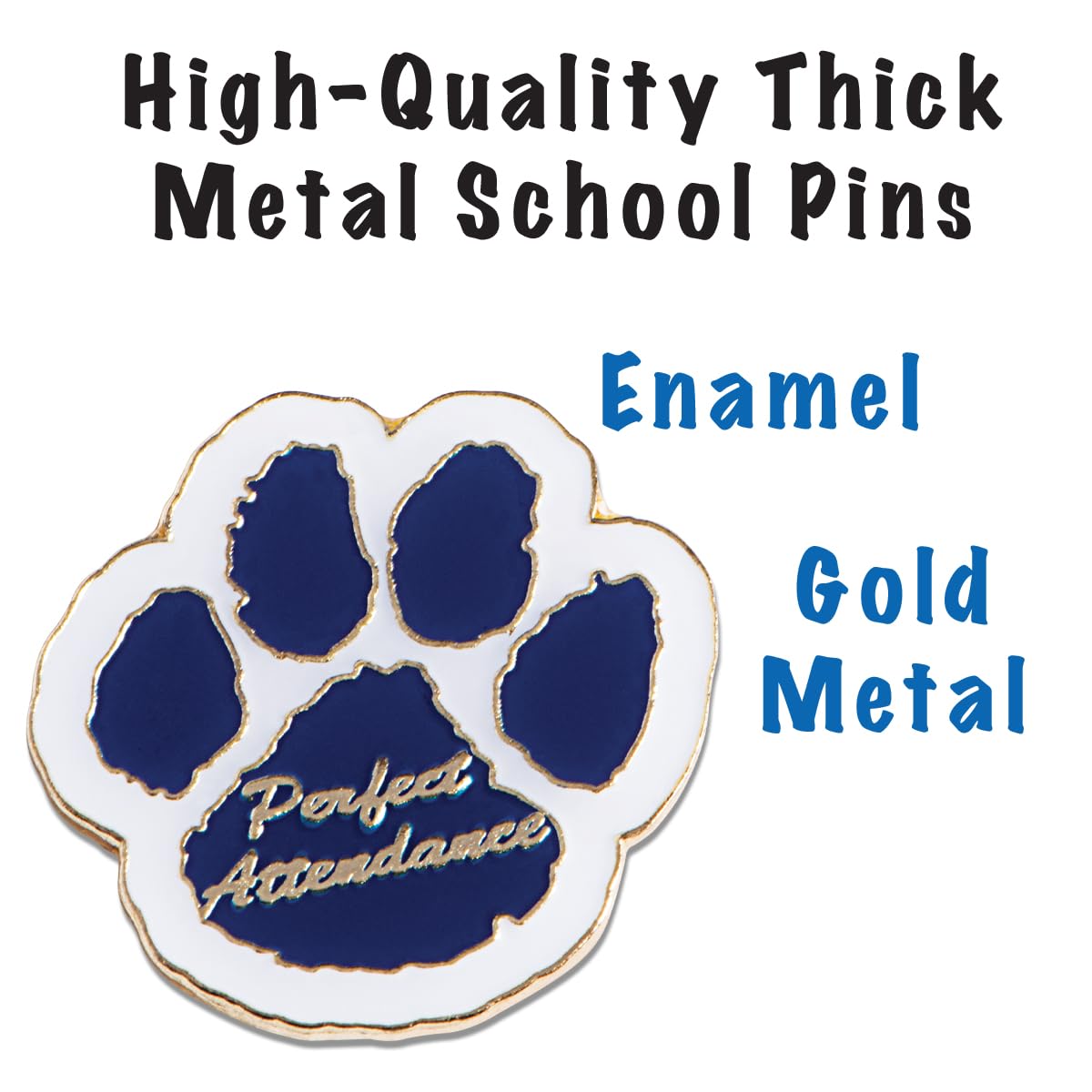 Perfect Attendance Paw Print Blue Glitter Award Pin - Image 4