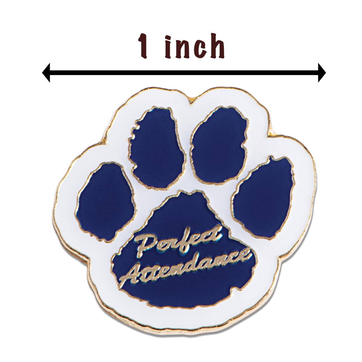 Perfect Attendance Paw Print Blue Glitter Award Pin - Image 5