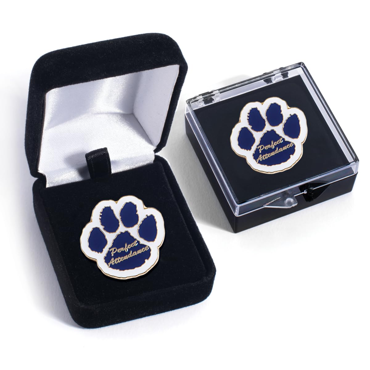 Perfect Attendance Paw Print Blue Glitter Award Pin - Image 8