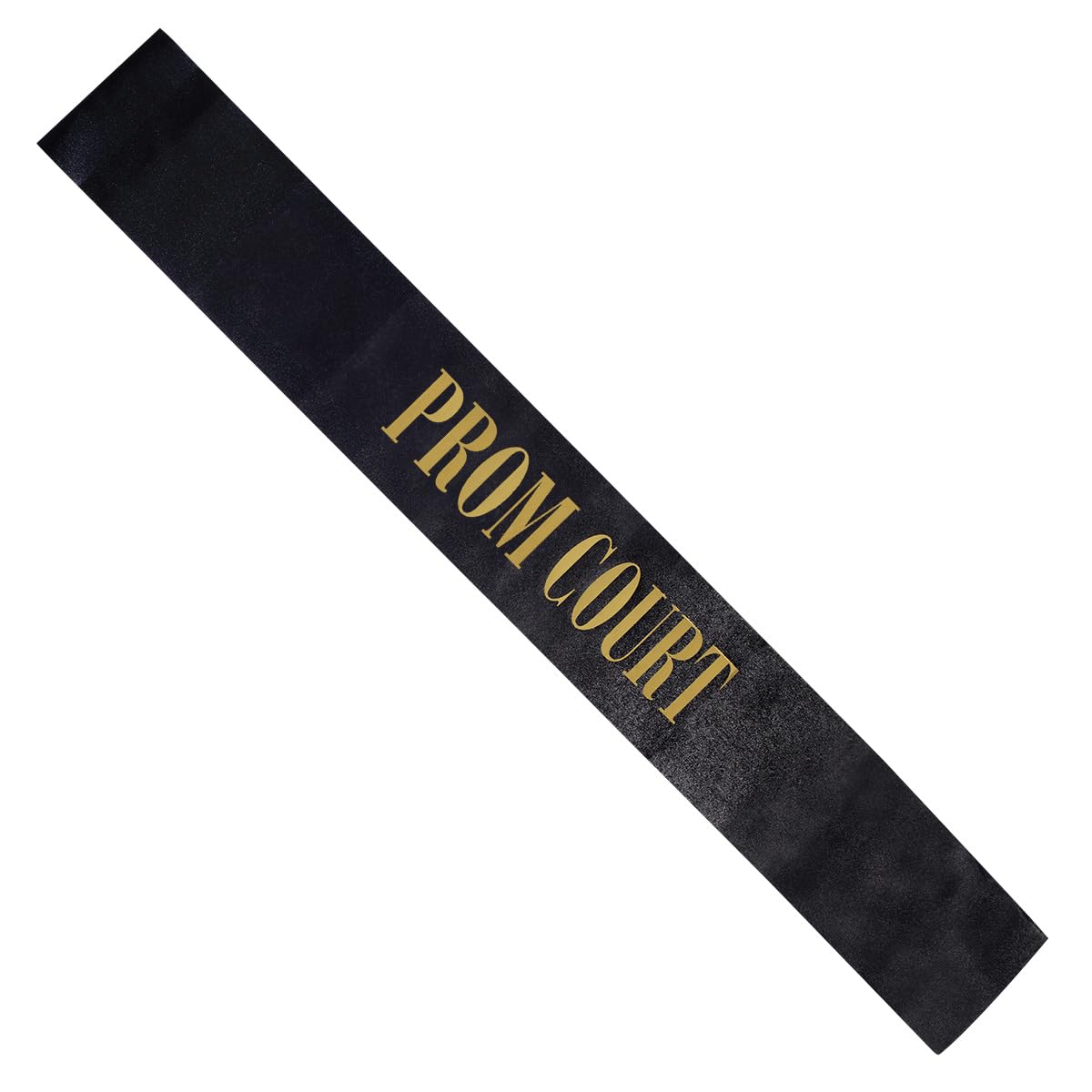 Prom Court Black Satin Sash with Gold Foil, 3.75" x 62" Prom Royalty Sash for Prince Princess Coronation, Prom Night Accessories for High School Court & Formal Events