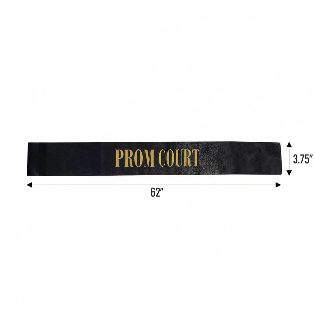 Prom Court Black Satin Sash with Gold Foil, 3.75" x 62" Prom Royalty Sash for Prince Princess Coronation, Prom Night Accessories for High School Court & Formal Events - Image 7