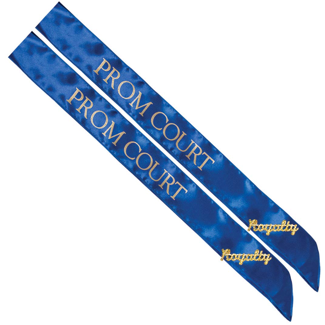 Prom Sash Set, 2 Sashes and 2 Glitter Royalty Pins