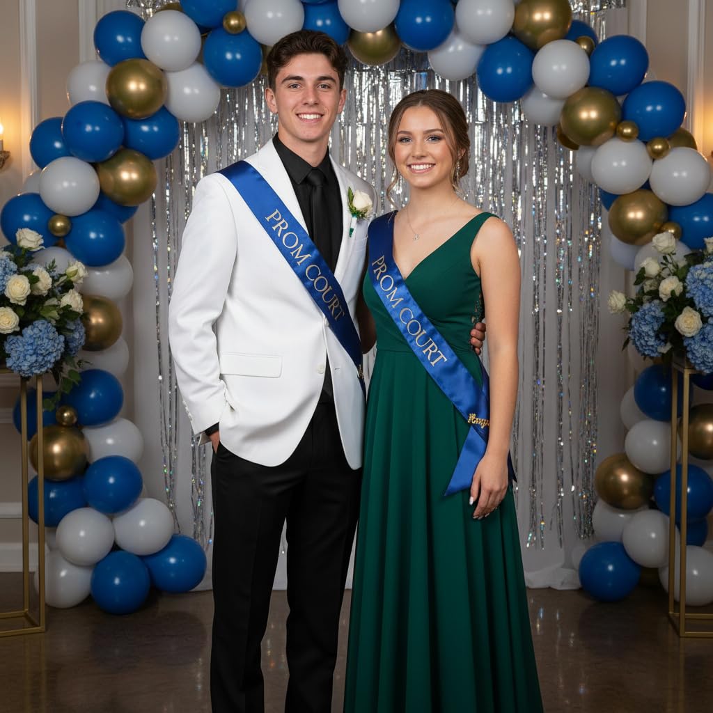 Prom Sash Set, 2 Sashes and 2 Glitter Royalty Pins - Image 4