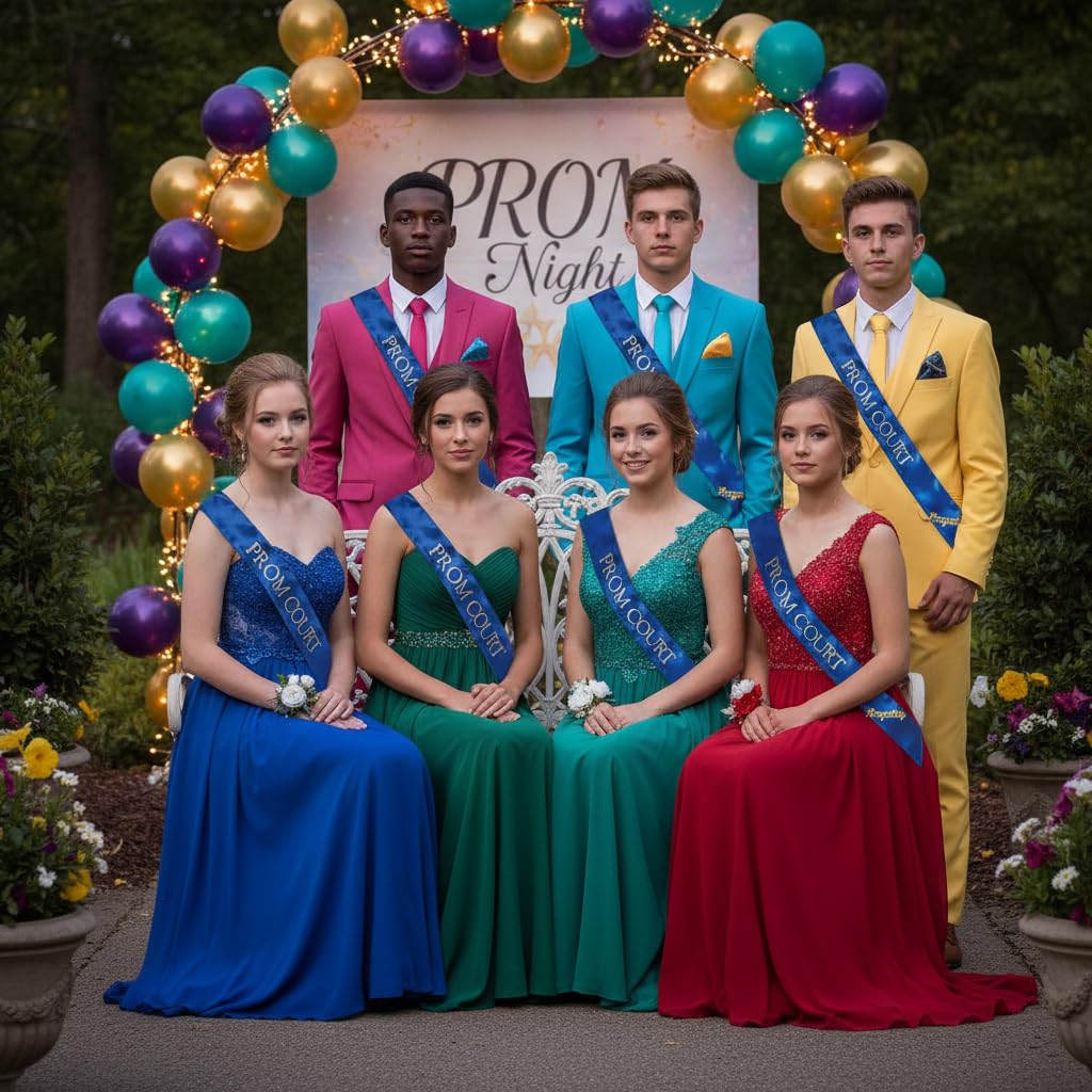 Prom Sash Set, 2 Sashes and 2 Glitter Royalty Pins - Image 5