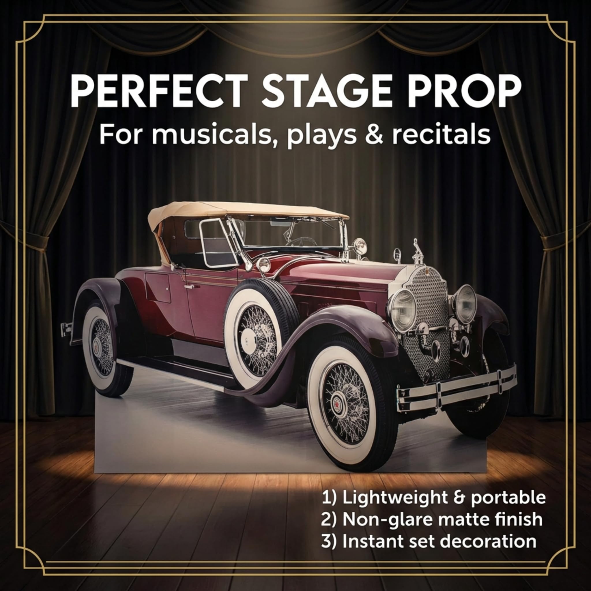 Red Classic Car Life-Size Cutout 1920s Event Decoration - Image 3