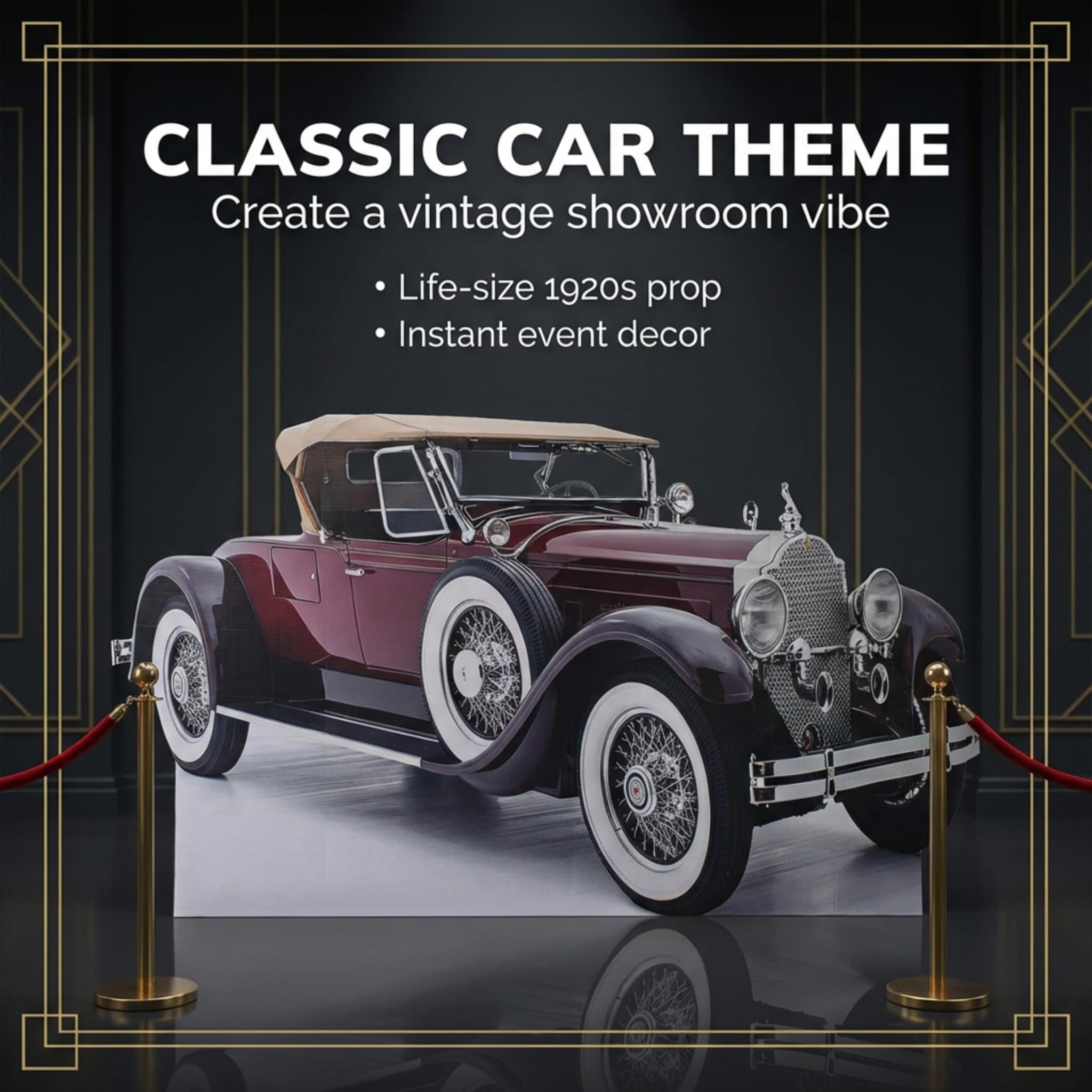 Red Classic Car Life-Size Cutout 1920s Event Decoration - Image 6