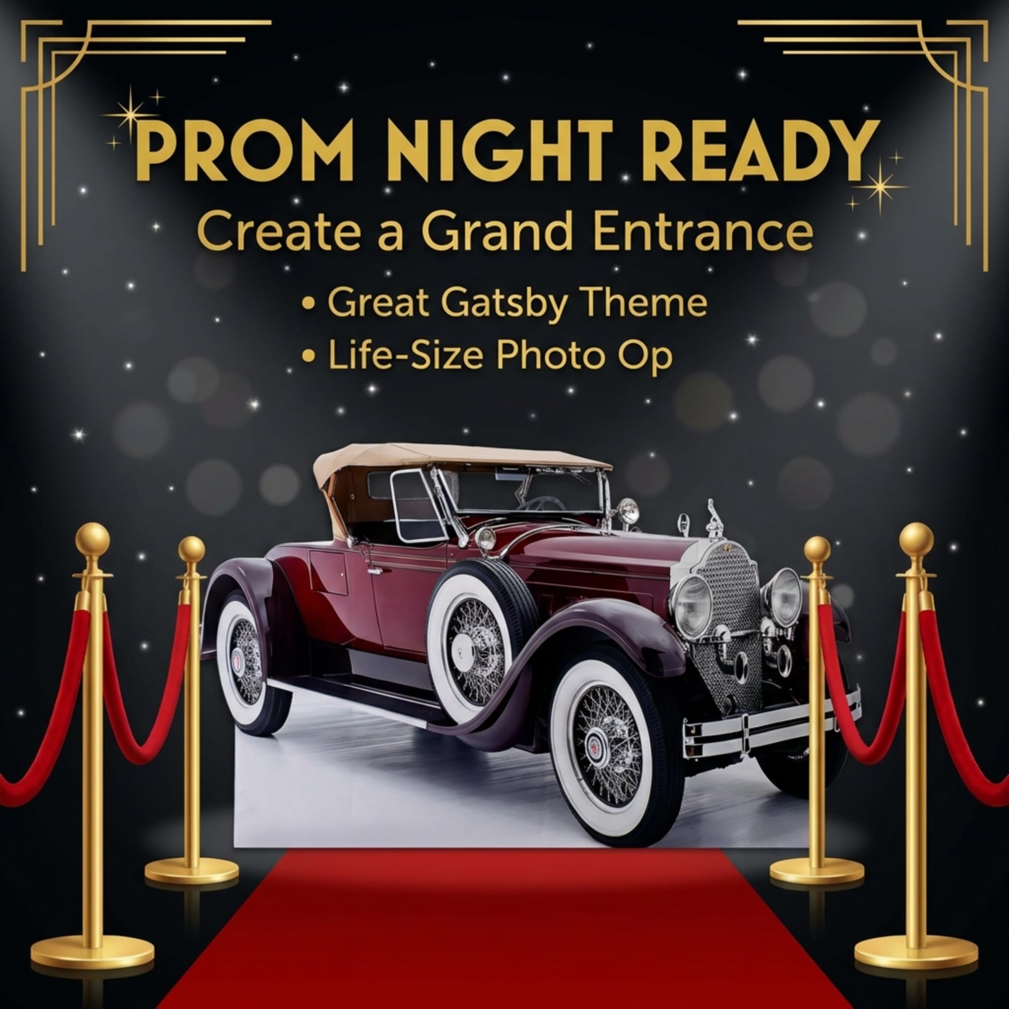Red Classic Car Life-Size Cutout 1920s Event Decoration - Image 7