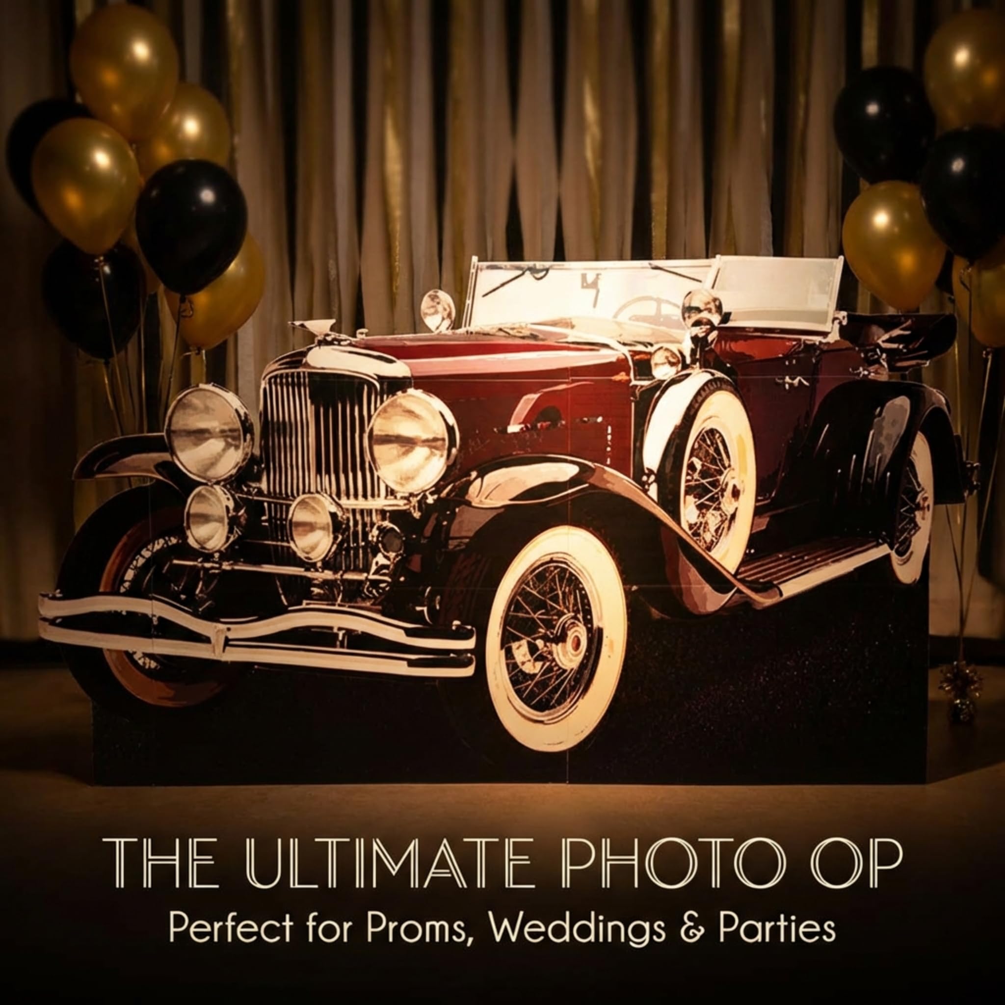 Red Gatsby Car Photo Prop Cardboard Cutout - 5' 1" high, 8' 11" Wide, and 9" deep - Image 2