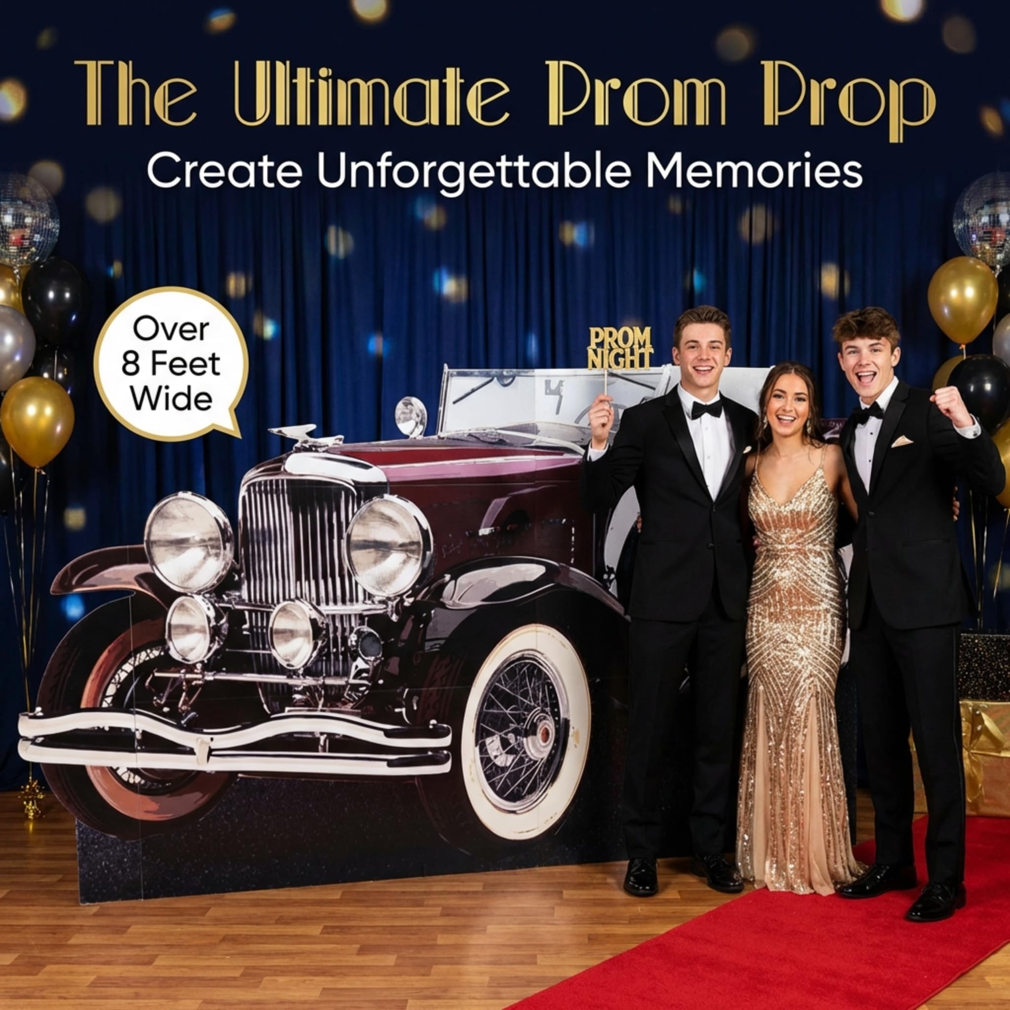 Red Gatsby Car Photo Prop Cardboard Cutout - 5' 1" high, 8' 11" Wide, and 9" deep - Image 3