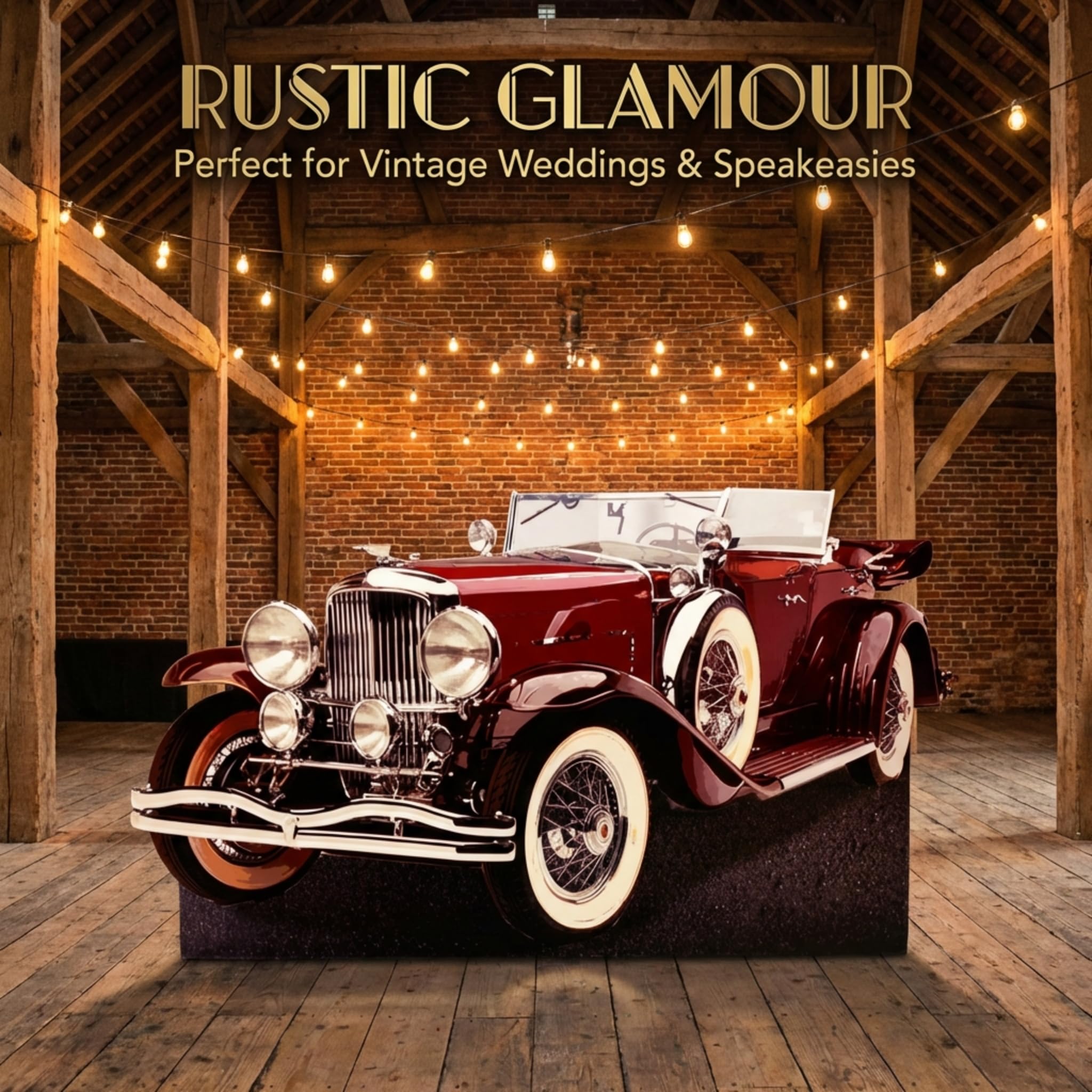 Red Gatsby Car Photo Prop Cardboard Cutout - 5' 1" high, 8' 11" Wide, and 9" deep - Image 7