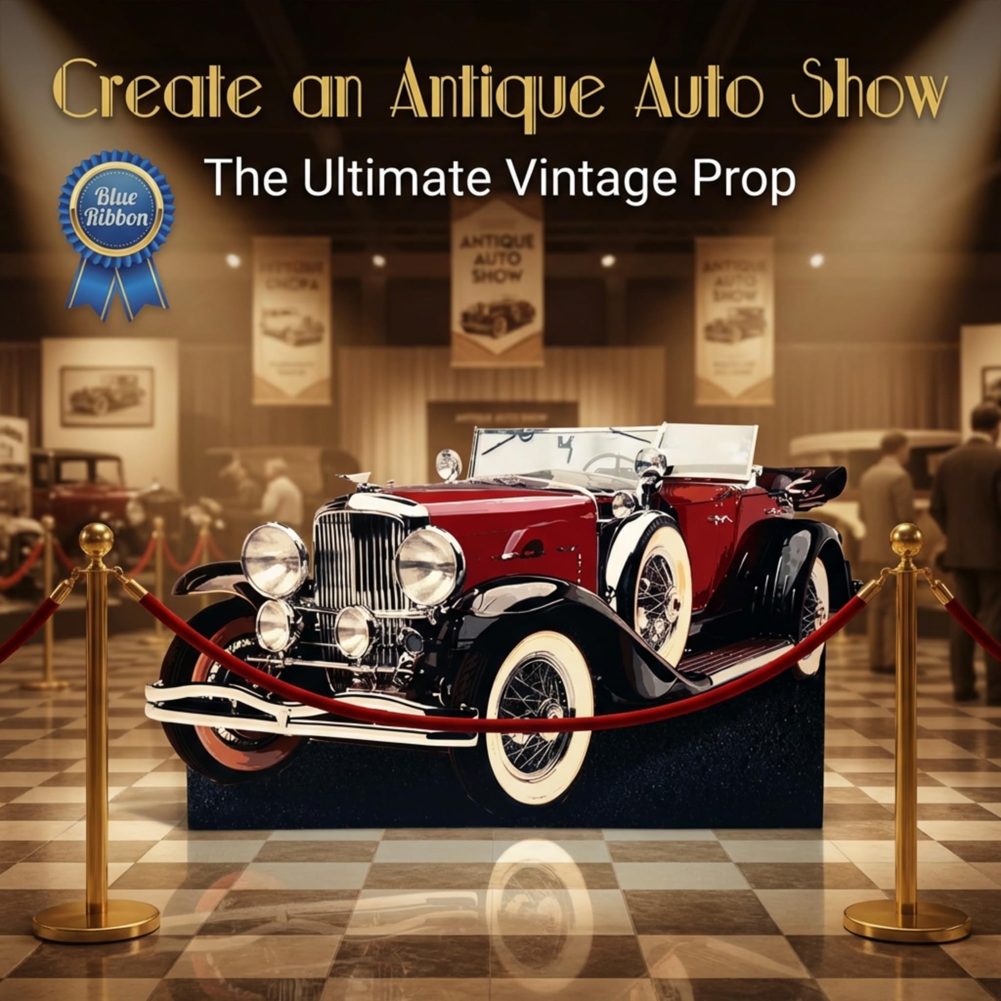 Red Gatsby Car Photo Prop Cardboard Cutout - 5' 1" high, 8' 11" Wide, and 9" deep - Image 8