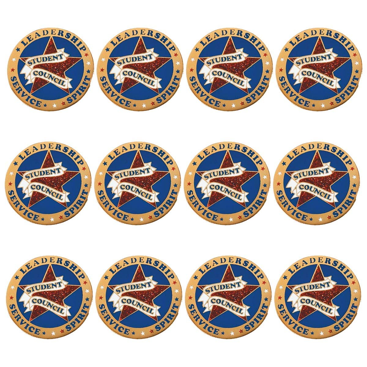 Student Council Red Glitter Star Award Pin