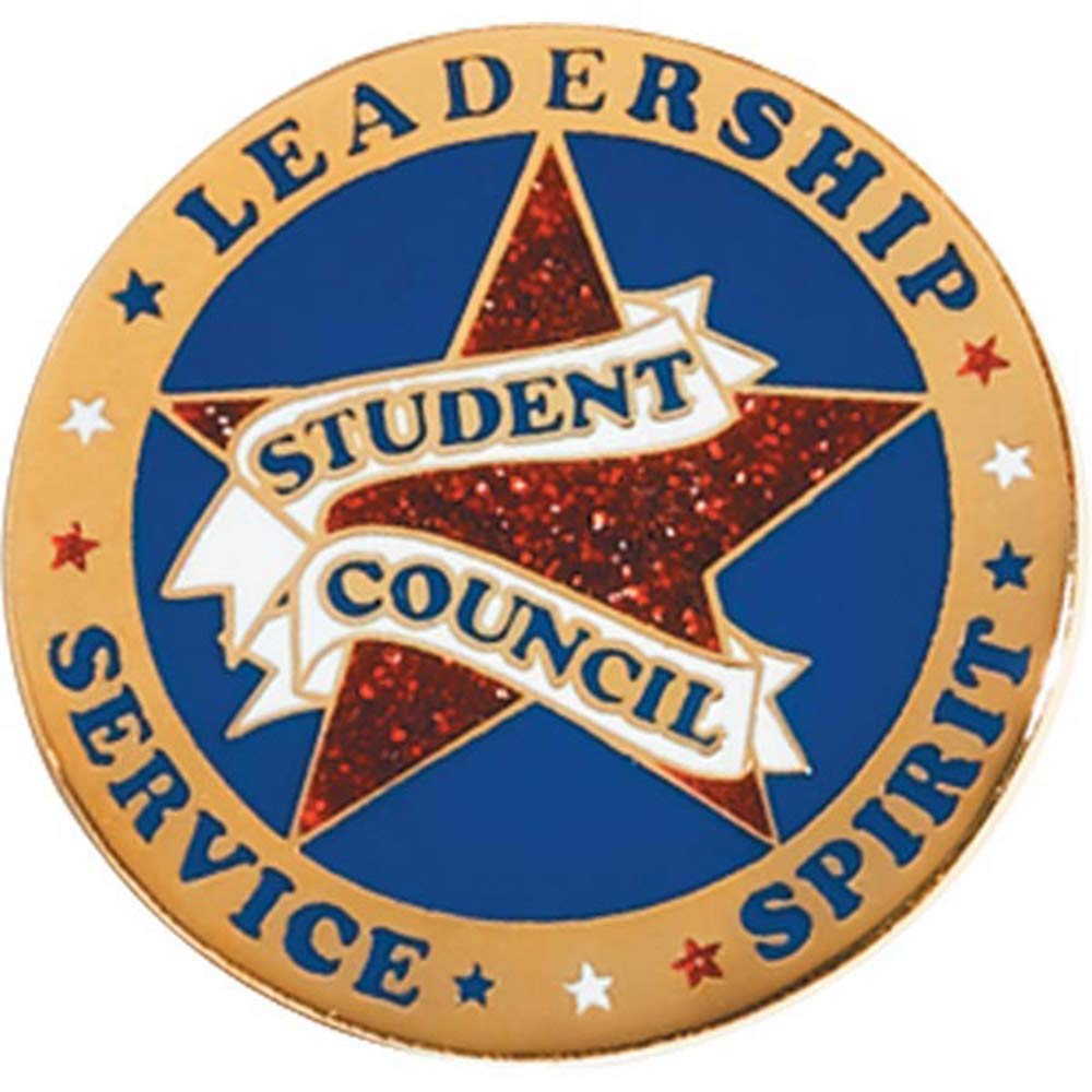 Student Council Red Glitter Star Award Pin - Image 4