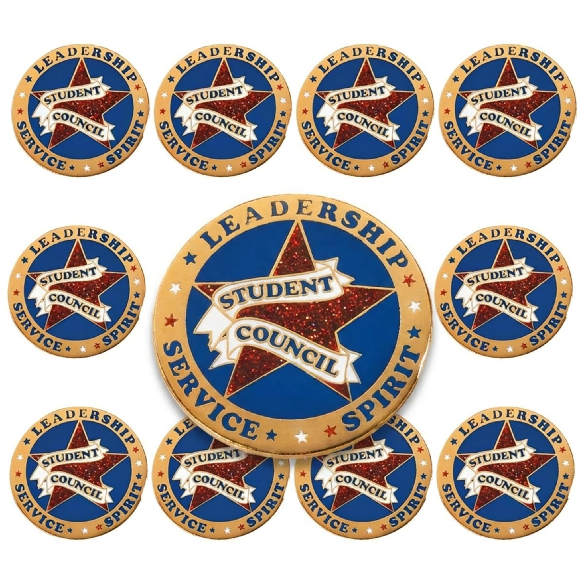 Student Council Red Glitter Star Award Pin - Image 8