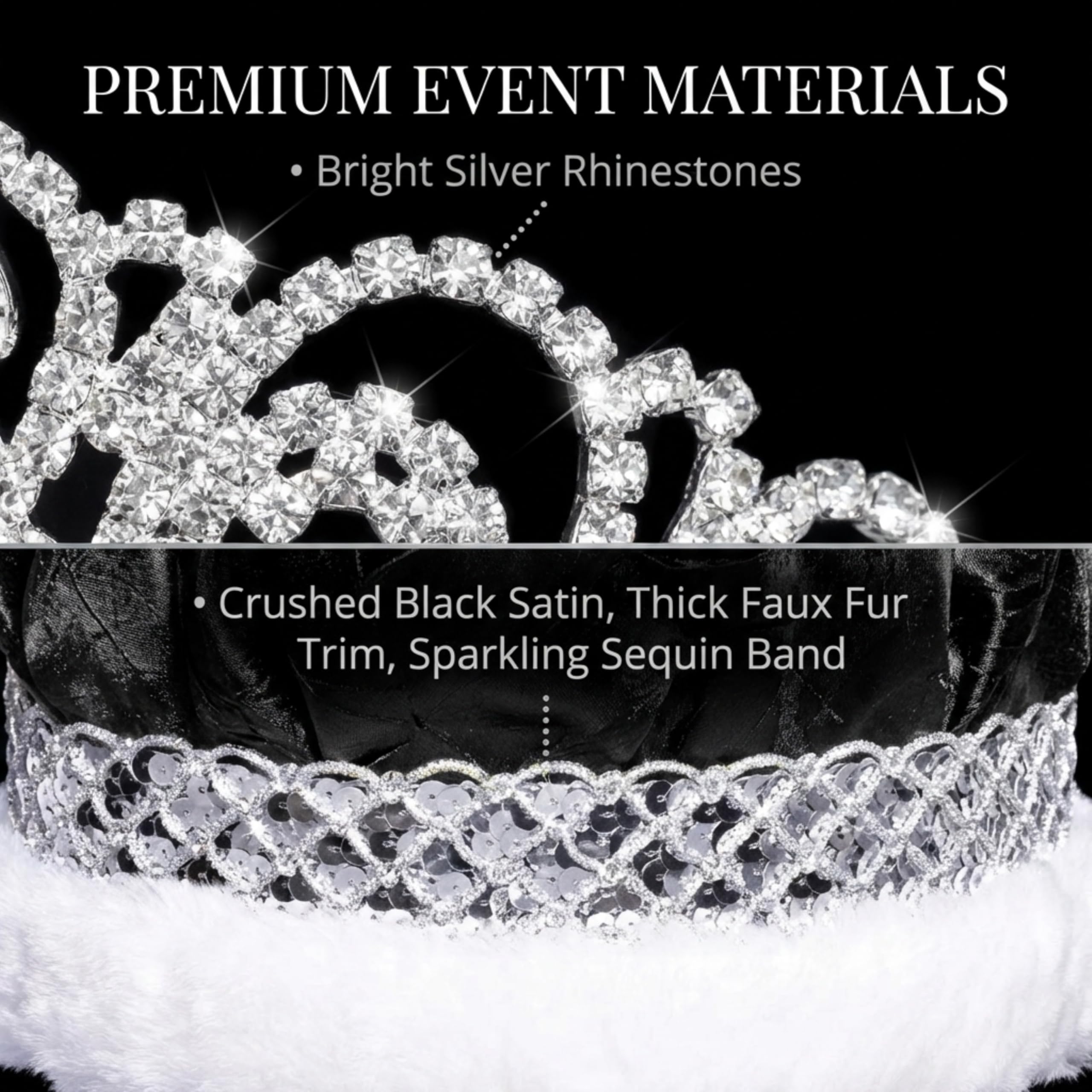 Sutton Tiara and Crushed Satin Crown with Silver Band and White Fur - Image 6