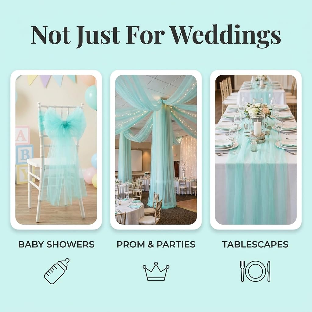 TCDesignerProducts Aqua Netting, Fabric Roll, 72 Inches x 40 Yards, Sheer Fabric for Wedding Decorations, Baby Shower, Gender Reveal, Prom, Homecoming, Photo Backdrops, Arch Draping - Image 5