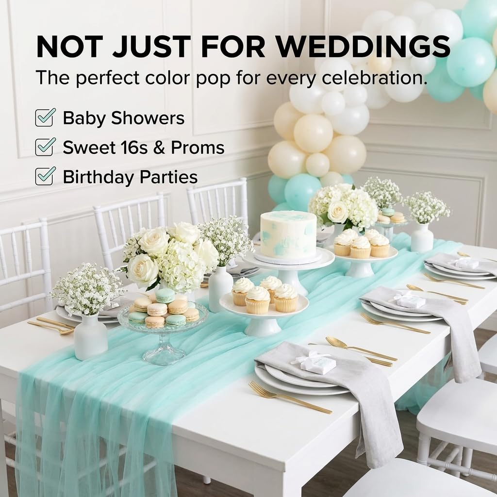 TCDesignerProducts Aqua Netting, Fabric Roll, 72 Inches x 40 Yards, Sheer Fabric for Wedding Decorations, Baby Shower, Gender Reveal, Prom, Homecoming, Photo Backdrops, Arch Draping - Image 6