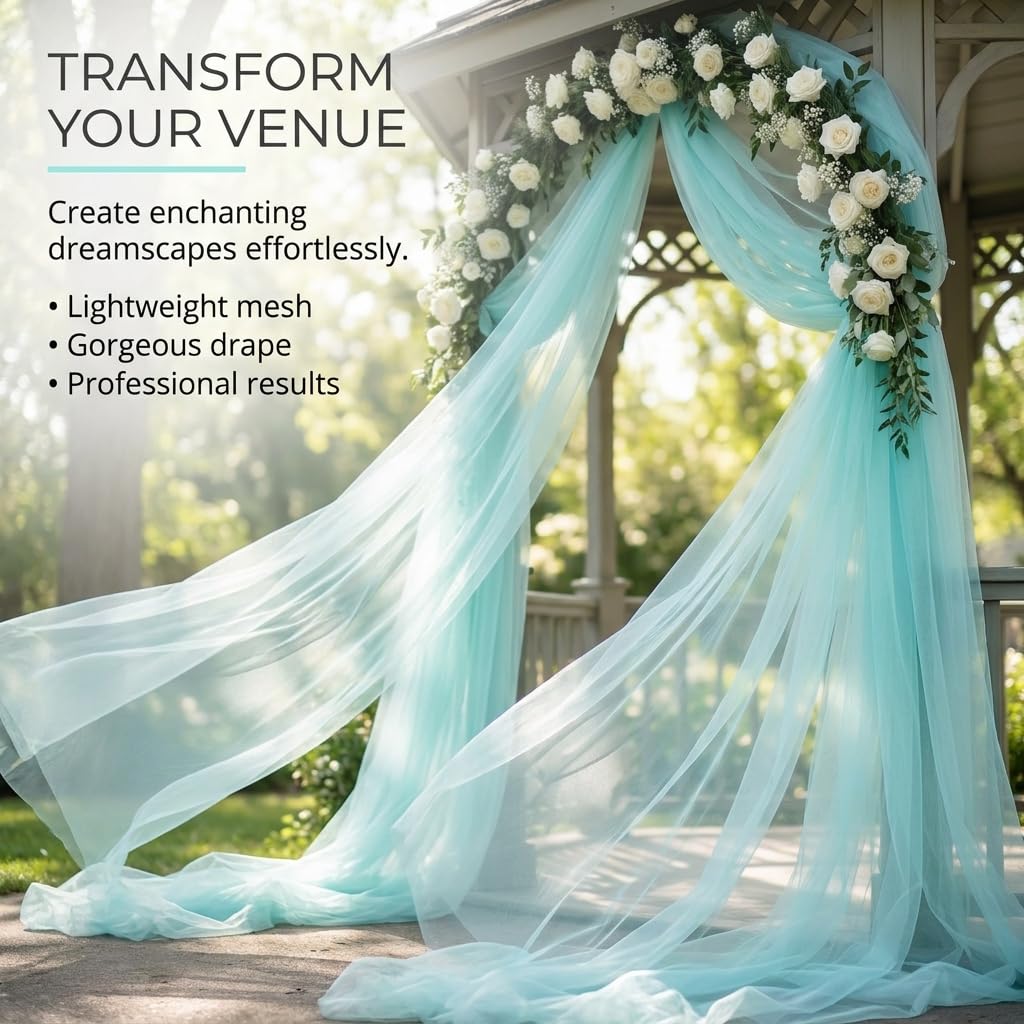 TCDesignerProducts Aqua Netting, Fabric Roll, 72 Inches x 40 Yards, Sheer Fabric for Wedding Decorations, Baby Shower, Gender Reveal, Prom, Homecoming, Photo Backdrops, Arch Draping - Image 8