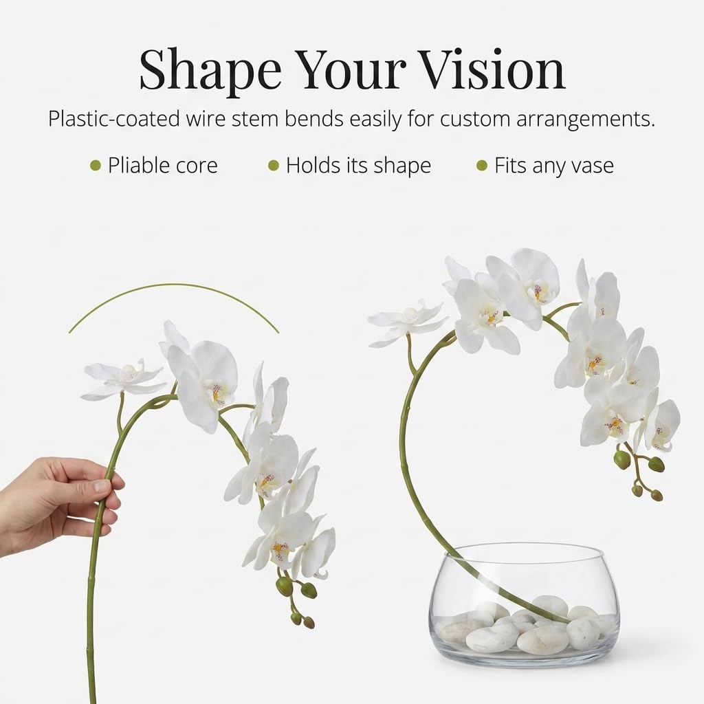TCDesignerProducts Artificial White Orchid Blossom Stem Wedding Decoration, 30 Inches - Image 5