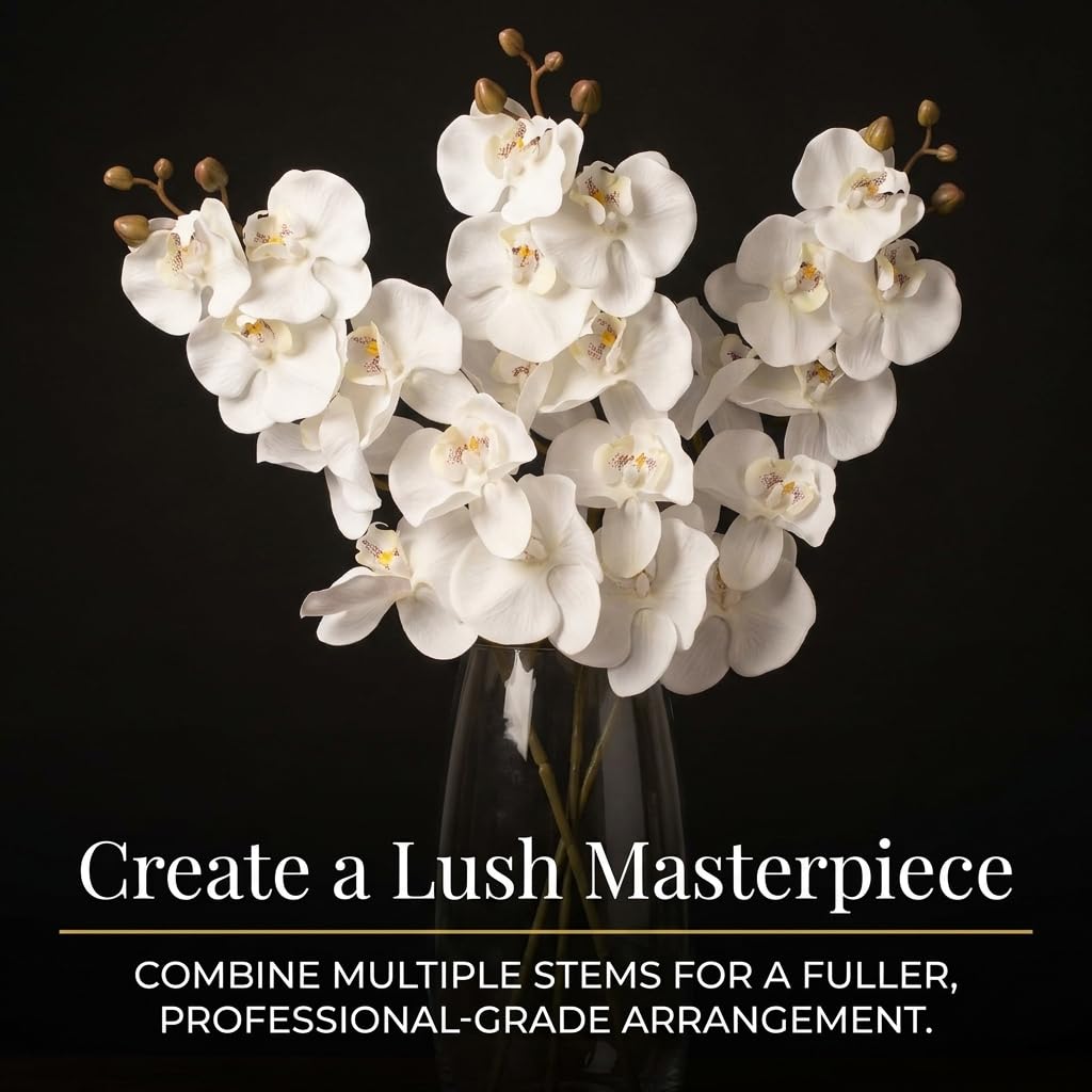 TCDesignerProducts Artificial White Orchid Blossom Stem Wedding Decoration, 30 Inches - Image 9