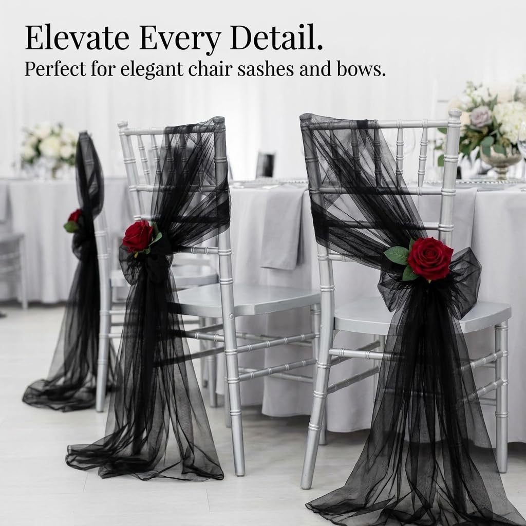 TCDesignerProducts Black Tulle Fabric Roll, 108 Inches x 100 Yards, Sheer Fabric for Wedding Decorations, Baby Shower, Gender Reveal, Prom, Homecoming, Photo Backdrops, Arch Draping - Image 5