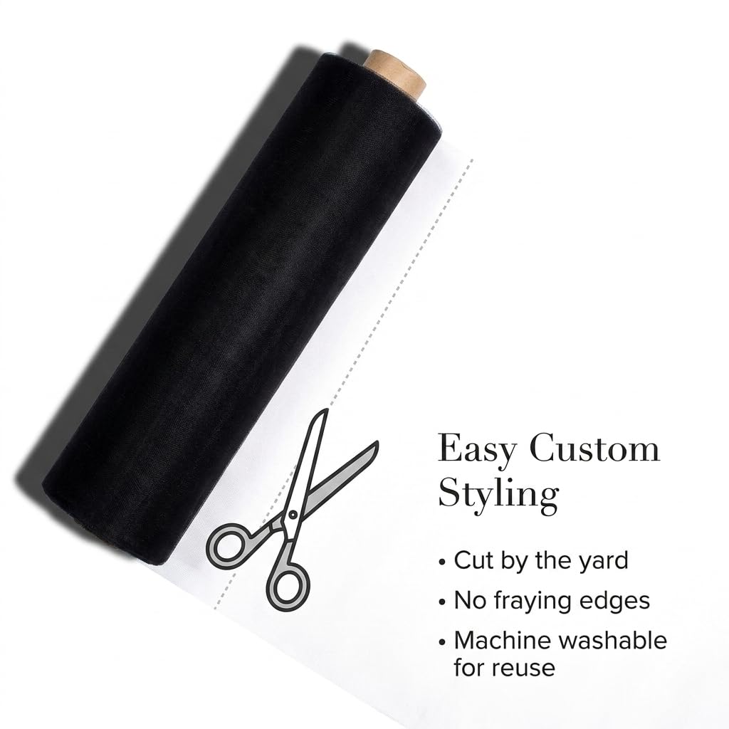 TCDesignerProducts Black Tulle Fabric Roll, 108 Inches x 100 Yards, Sheer Fabric for Wedding Decorations, Baby Shower, Gender Reveal, Prom, Homecoming, Photo Backdrops, Arch Draping - Image 7