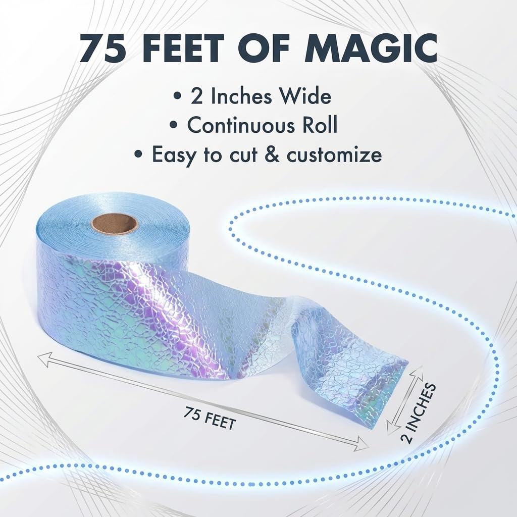 TCDesignerProducts Blue Iridescent Cracked Ice Textured Streamer Roll, 2 Inches x 75 Feet, Wedding Decorations - Image 5