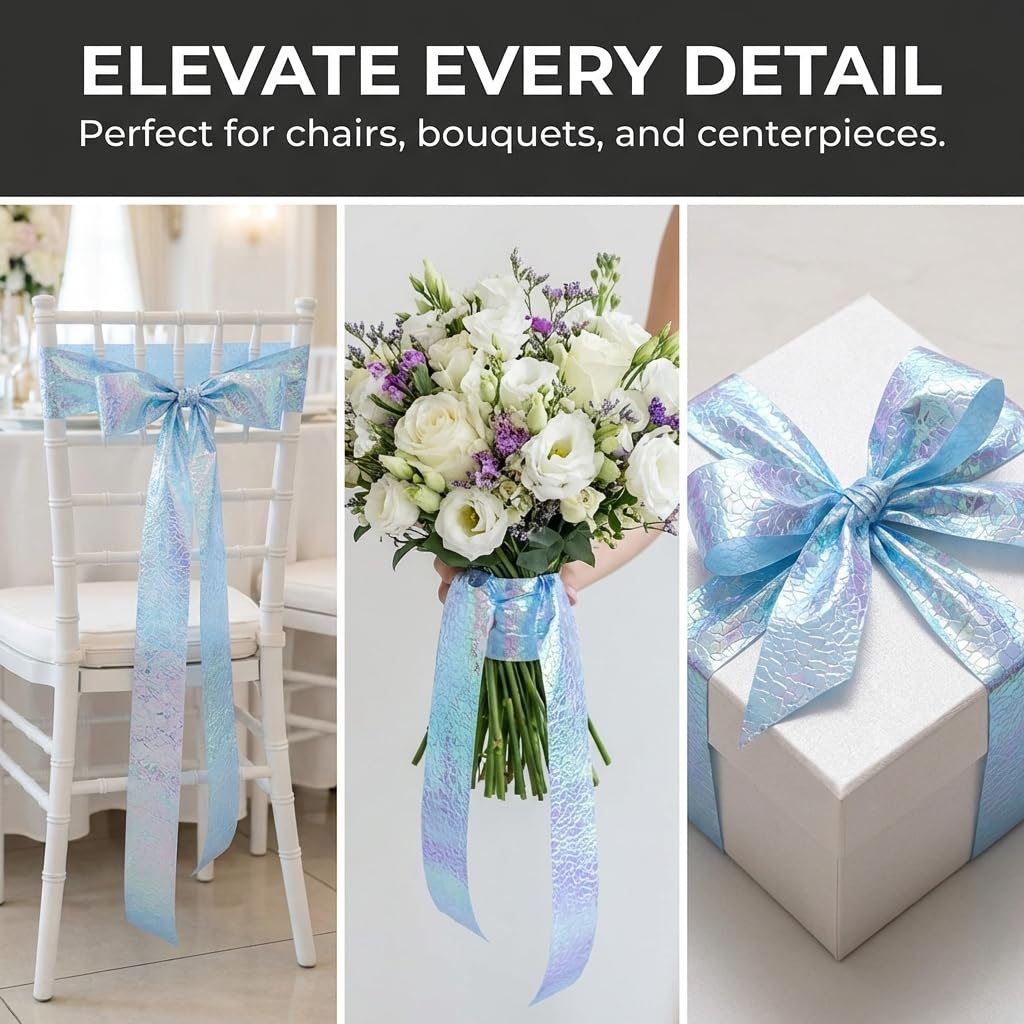 TCDesignerProducts Blue Iridescent Cracked Ice Textured Streamer Roll, 2 Inches x 75 Feet, Wedding Decorations - Image 6