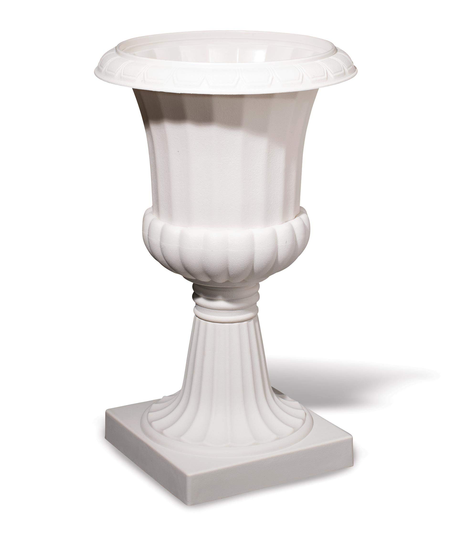 TCDesignerProducts Classic White Decorative Plastic Urn Planter, 19 Inches High