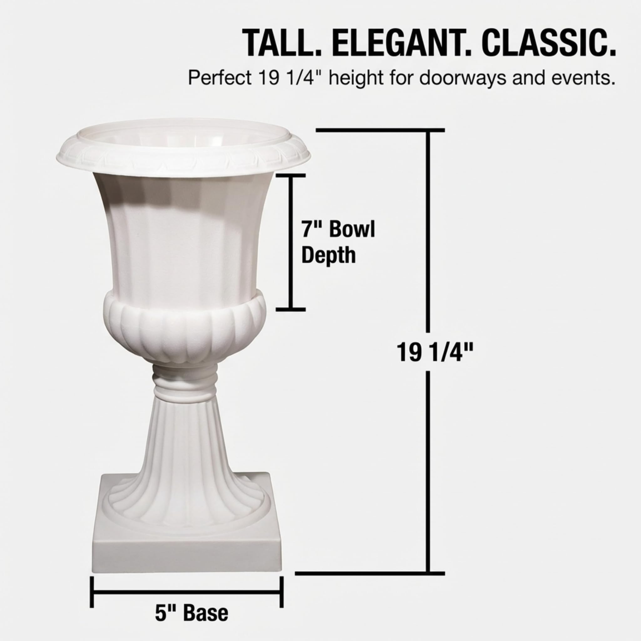 TCDesignerProducts Classic White Decorative Plastic Urn Planter, 19 Inches High - Image 2