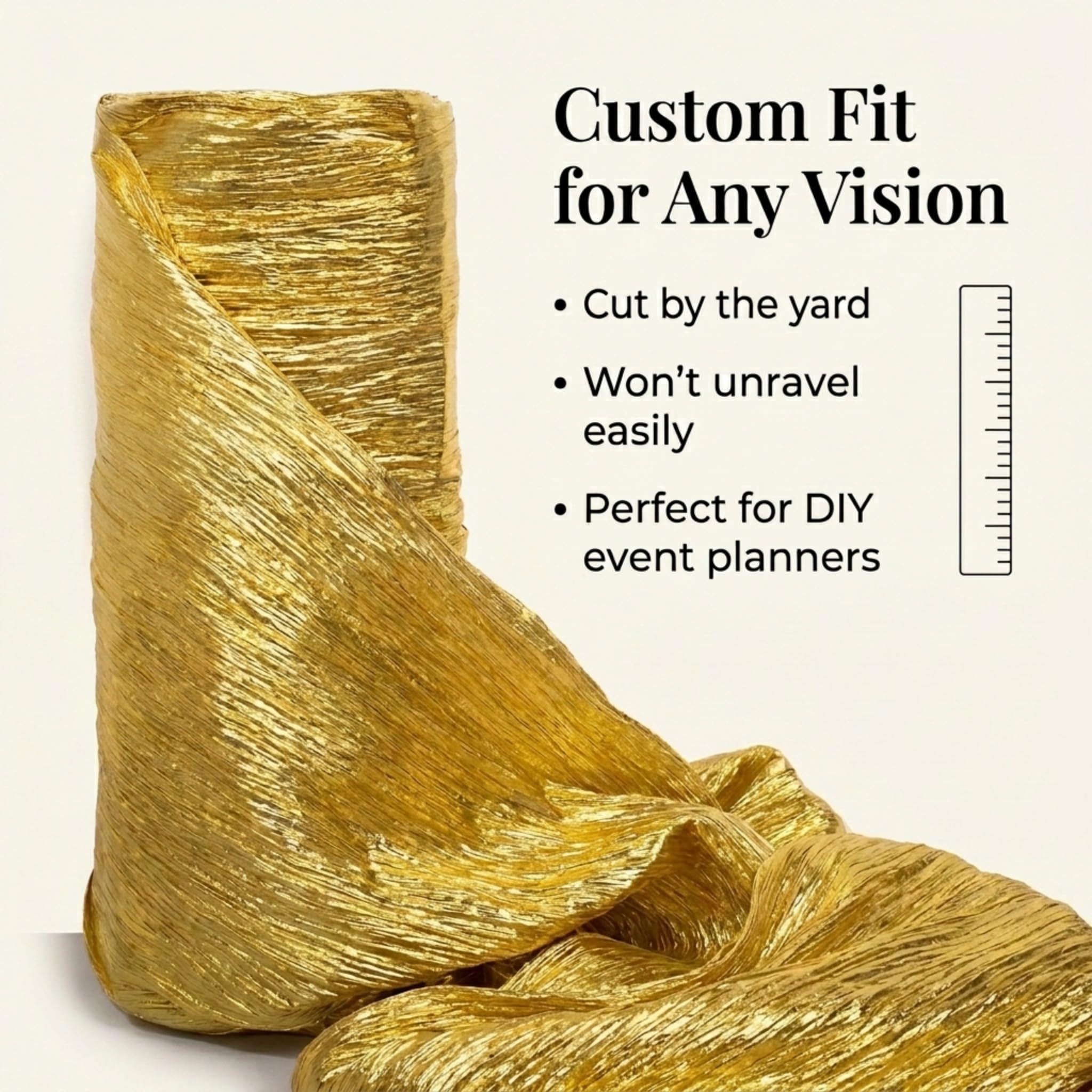 TCDesignerProducts, Gold Shiny Crushed Fabric, Wedding Decoration, 39 Inches x 20 Yards, Decorative Wedding Fabric for Wedding Reception, Baby Shower, Gender Reveal, Prom, Homecoming, Tables, Party - Image 7