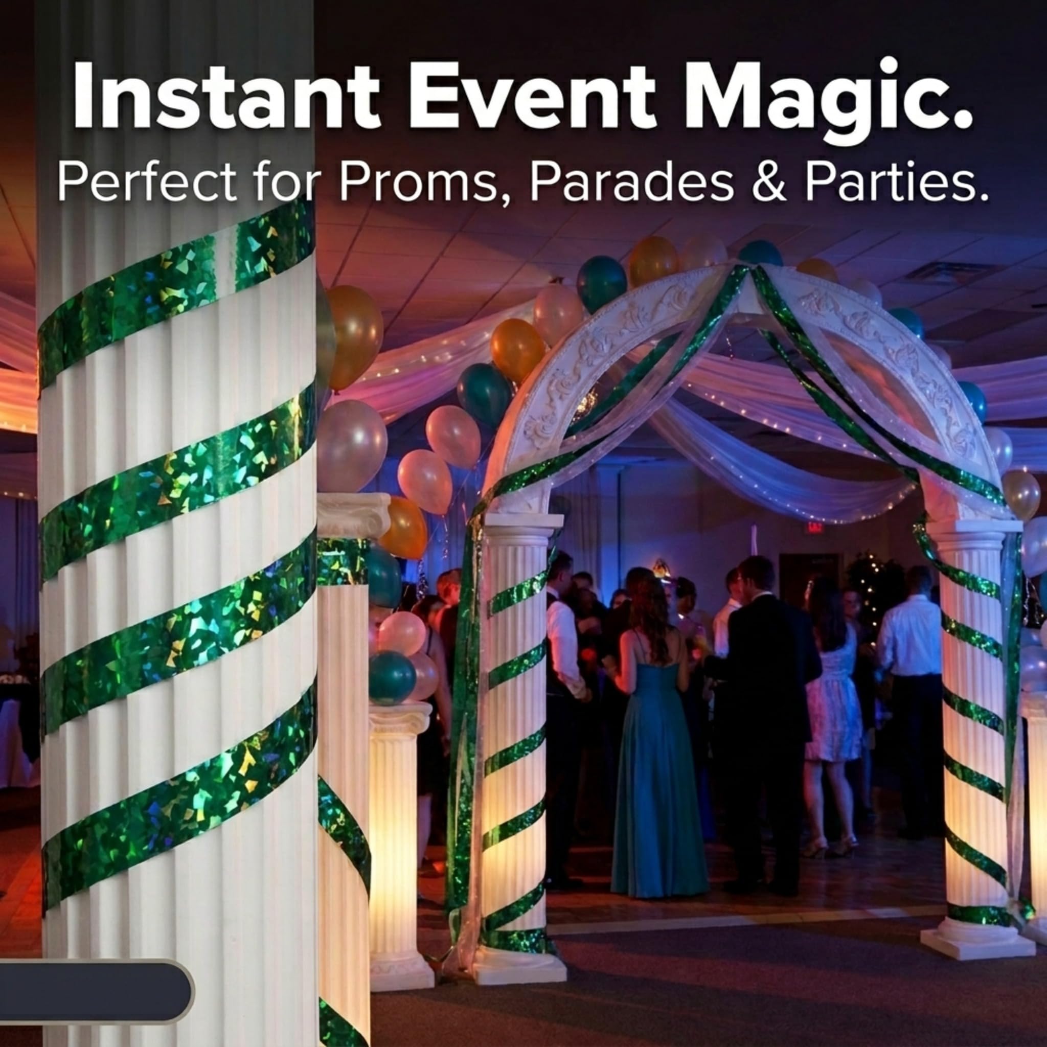TCDesignerProducts Green Holographic Streamer Roll, 1 Inch x 100 Feet - Image 6