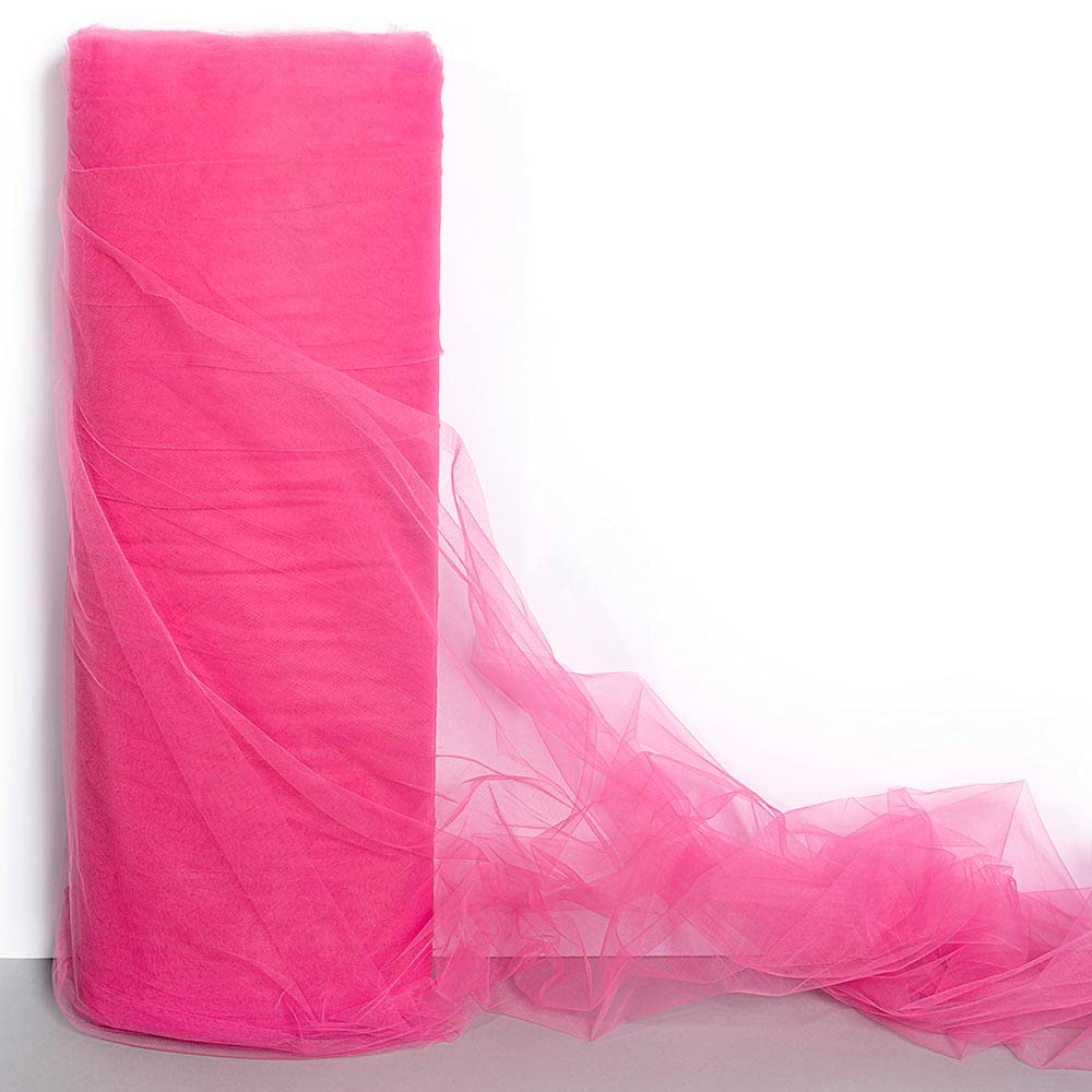 TCDesignerProducts Hot Pink Tulle Fabric Roll, 54 Inches x 100 Yards, Sheer Fabric for Wedding Decorations, Baby Shower, Gender Reveal, Prom, Homecoming, Photo Backdrops, Arch Draping