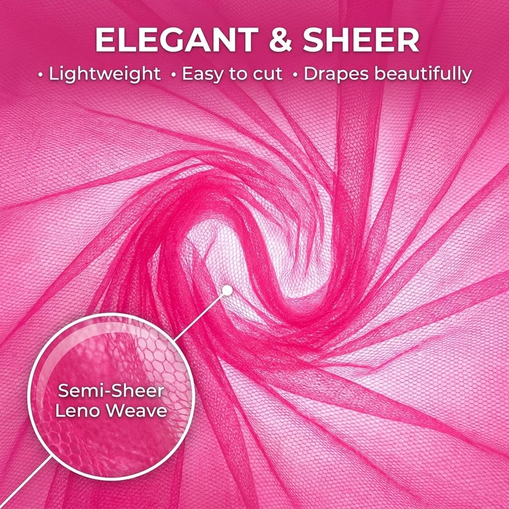 TCDesignerProducts Hot Pink Tulle Fabric Roll, 54 Inches x 100 Yards, Sheer Fabric for Wedding Decorations, Baby Shower, Gender Reveal, Prom, Homecoming, Photo Backdrops, Arch Draping - Image 4