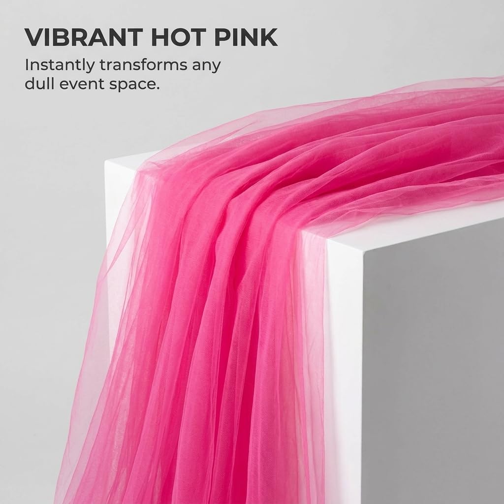 TCDesignerProducts Hot Pink Tulle Fabric Roll, 54 Inches x 100 Yards, Sheer Fabric for Wedding Decorations, Baby Shower, Gender Reveal, Prom, Homecoming, Photo Backdrops, Arch Draping - Image 9
