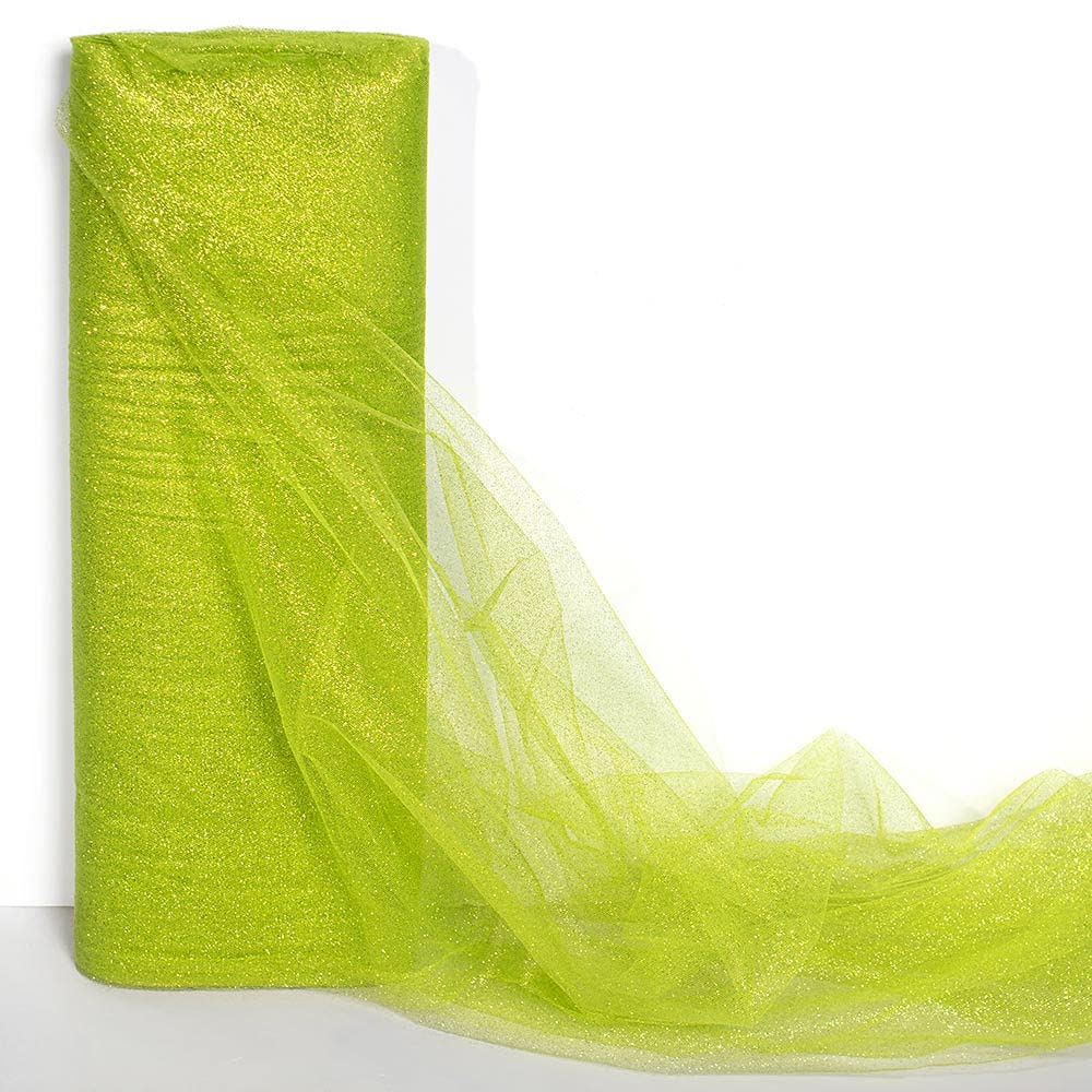 TCDesignerProducts Light Green Glitter Tulle Fabric Roll, 54 Inches x 40 Yards, Sheer Fabric for Wedding Decorations, Baby Shower, Gender Reveal, Prom, Homecoming, Photo Backdrops, Arch Draping